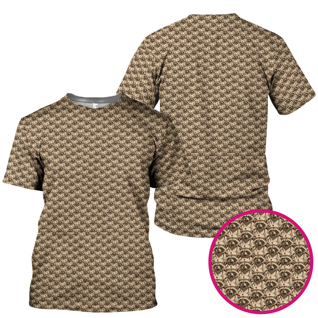 Funny Nurse Raccoon T-Shirt - All-Over Print Angry Raccoon Nurse Graphic Tee - Humor Gift for ER Nurses & Vet Techs
