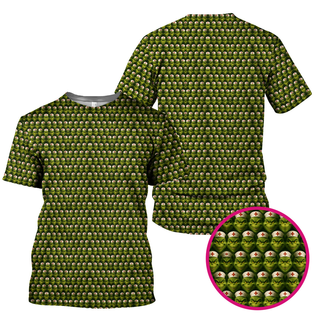 Custom Nurse Grinch Shirt - Funny Christmas Graphic Tee  for Women - RN LPN CNA Nursing Gift