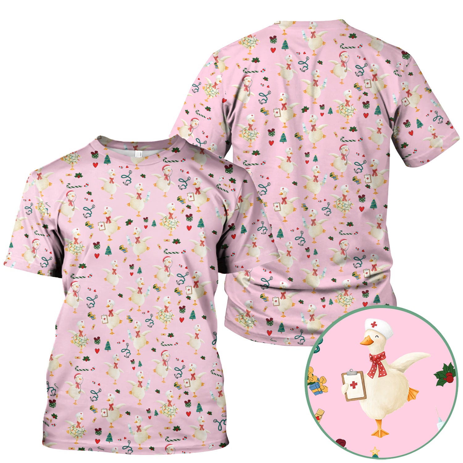 Christmas Goose Nurse Scrub - Funny Holiday RN Shirt - Cute Medical Staff Xmas Top - Nursing Student Gift