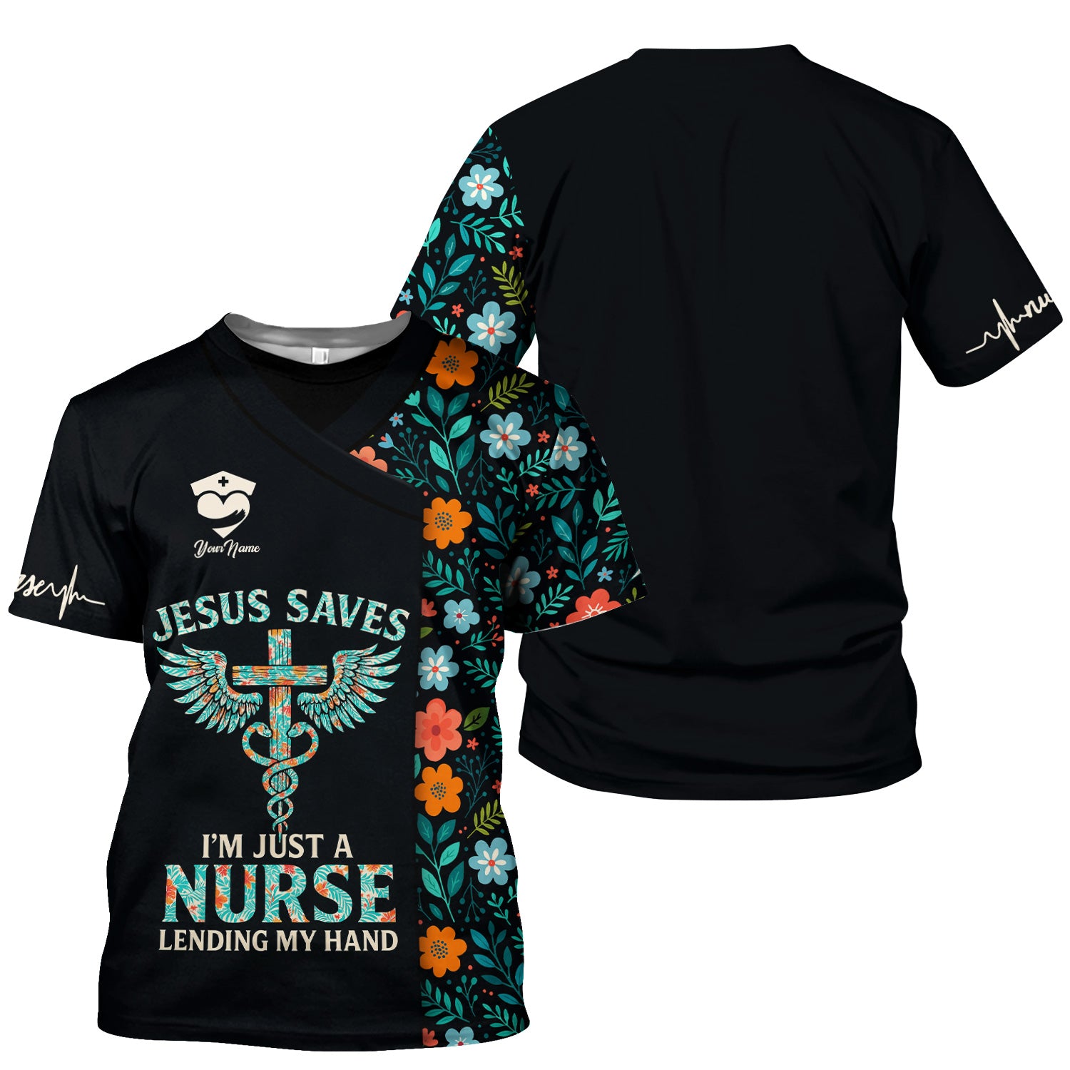 Custom Christian Nurse Shirt Jesus Saves Quote - Faith Based Nursing Graphic Tee - Gift for Healthcare Workers RN LPN