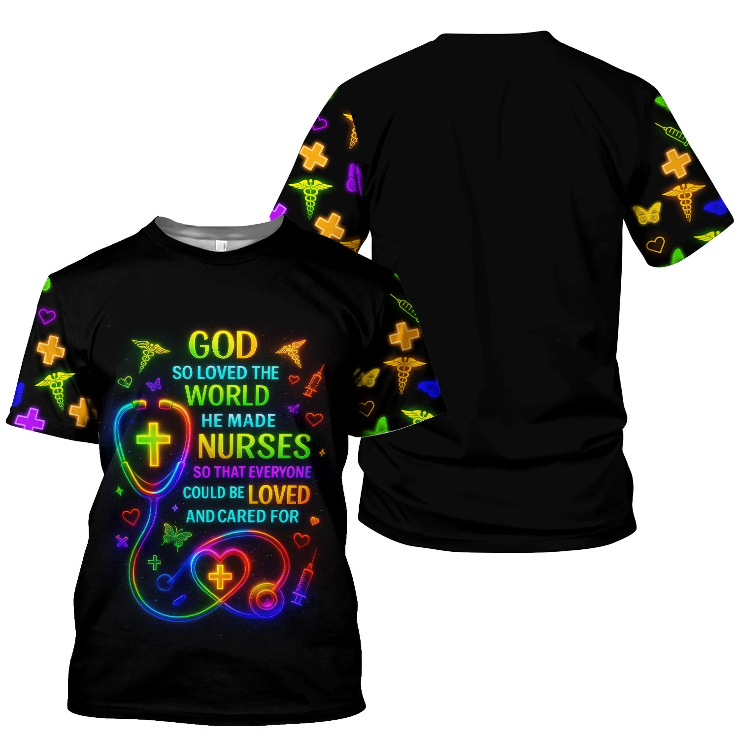 Christian Nurse Faith Scrub Top - God Made Nurses Inspirational Quote Design - Gift for Women RN LPN & Healthcare Workers