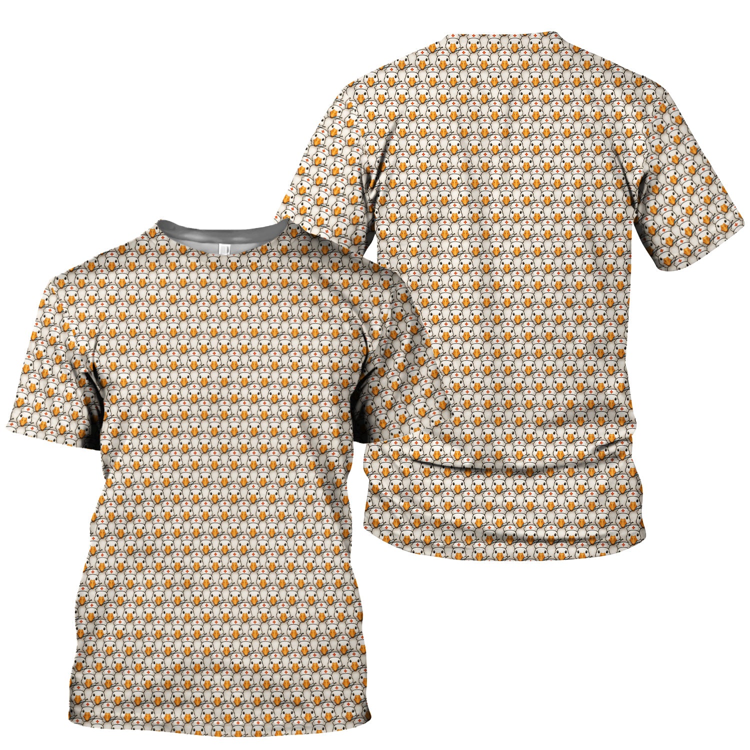 Funny Nurse Shirt With Duck Pattern - Cartoon Animal Nursing Design  - Gift for Healthcare Workers RN LPN