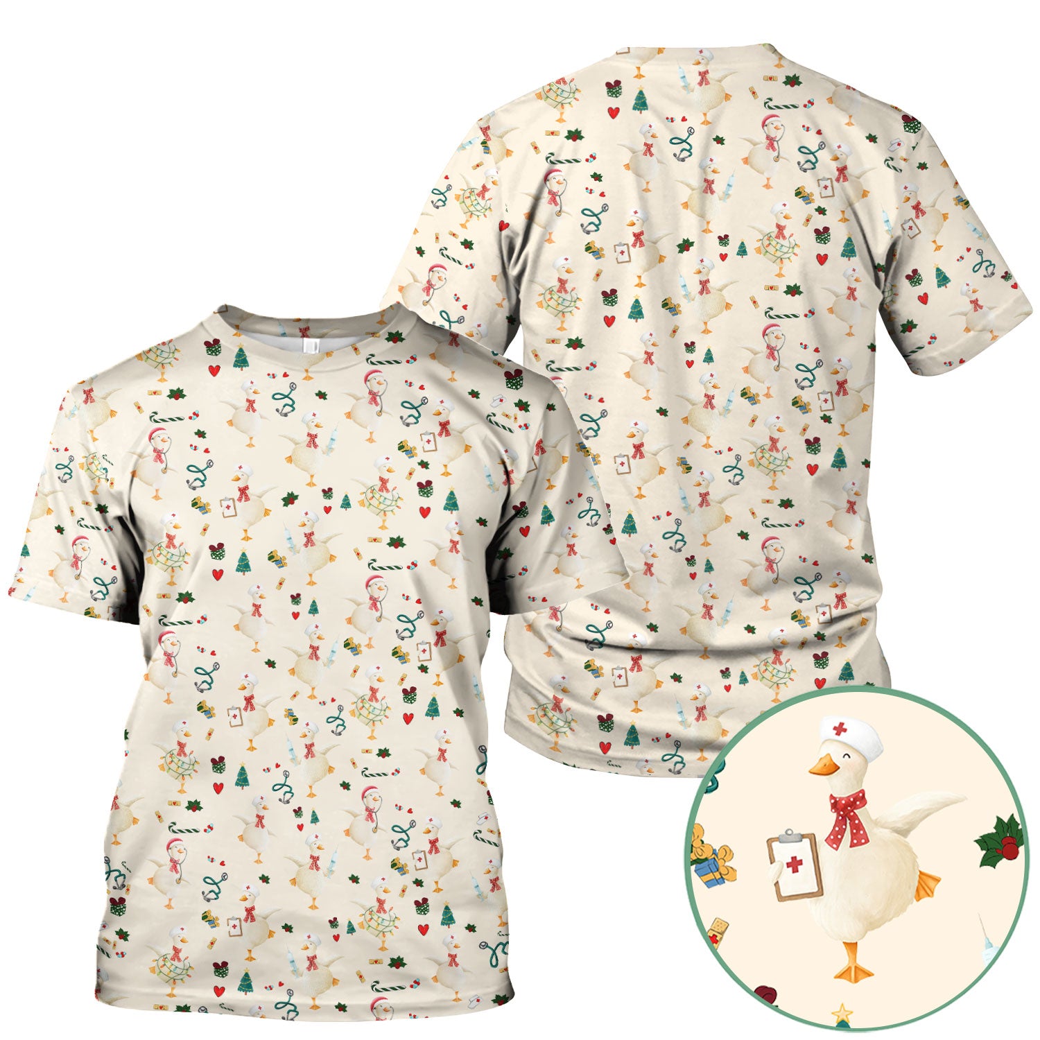 Christmas Goose Nurse Scrub - Funny Holiday RN Shirt - Cute Medical Staff Xmas Top - Nursing Student Gift