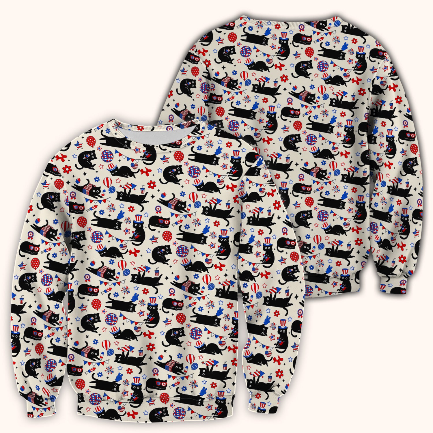 Patriotic Black Cat Nurse for RN, CNA Scrub Top, Comfortable Scrubs for Nurses