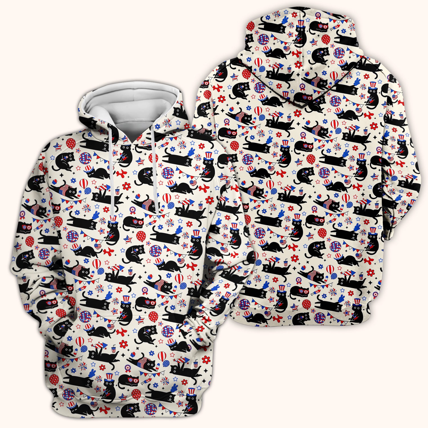 Patriotic Black Cat Nurse for RN, CNA Scrub Top, Comfortable Scrubs for Nurses