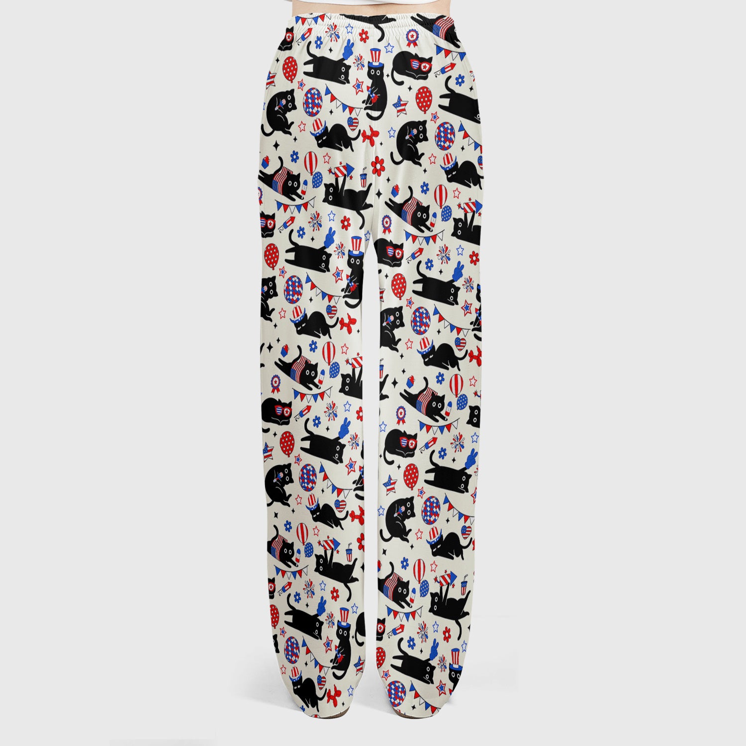 Patriotic Black Cat Nurse for RN, CNA Scrub Set, Scrub Pants and V Neck Top