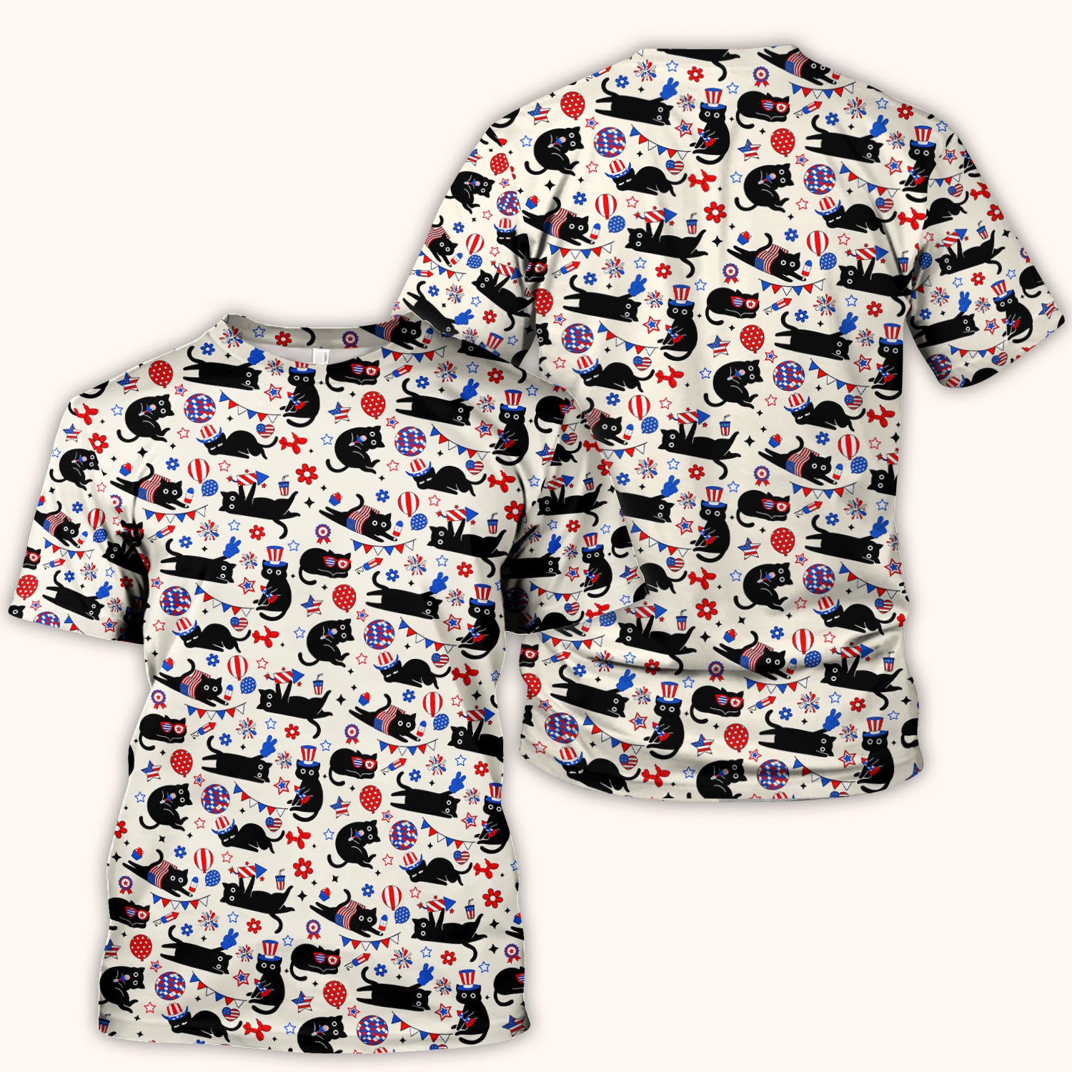 Patriotic Black Cat Nurse for RN, CNA Scrub Top, Comfortable Scrubs for Nurses