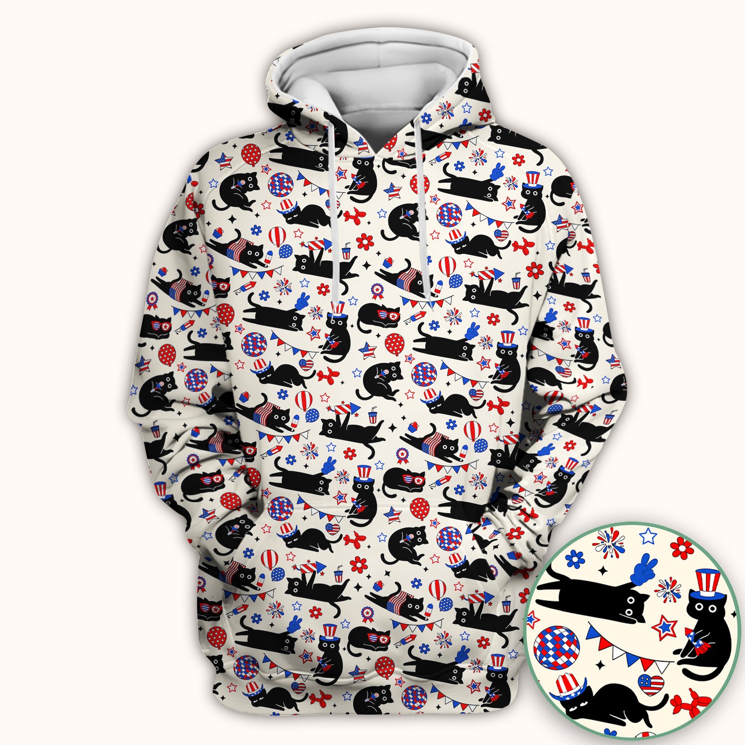 Patriotic Black Cat Nurse for RN, CNA Scrub Top, Comfortable Scrubs for Nurses