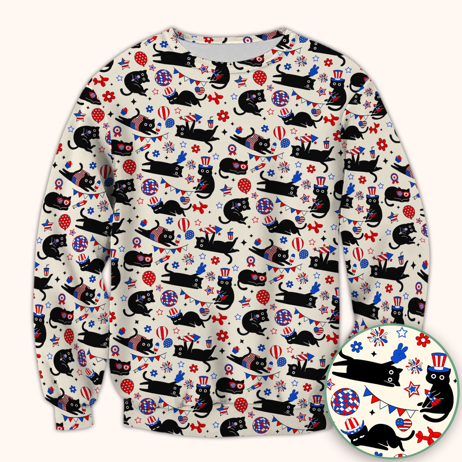 Patriotic Black Cat Nurse for RN, CNA Scrub Top, Comfortable Scrubs for Nurses