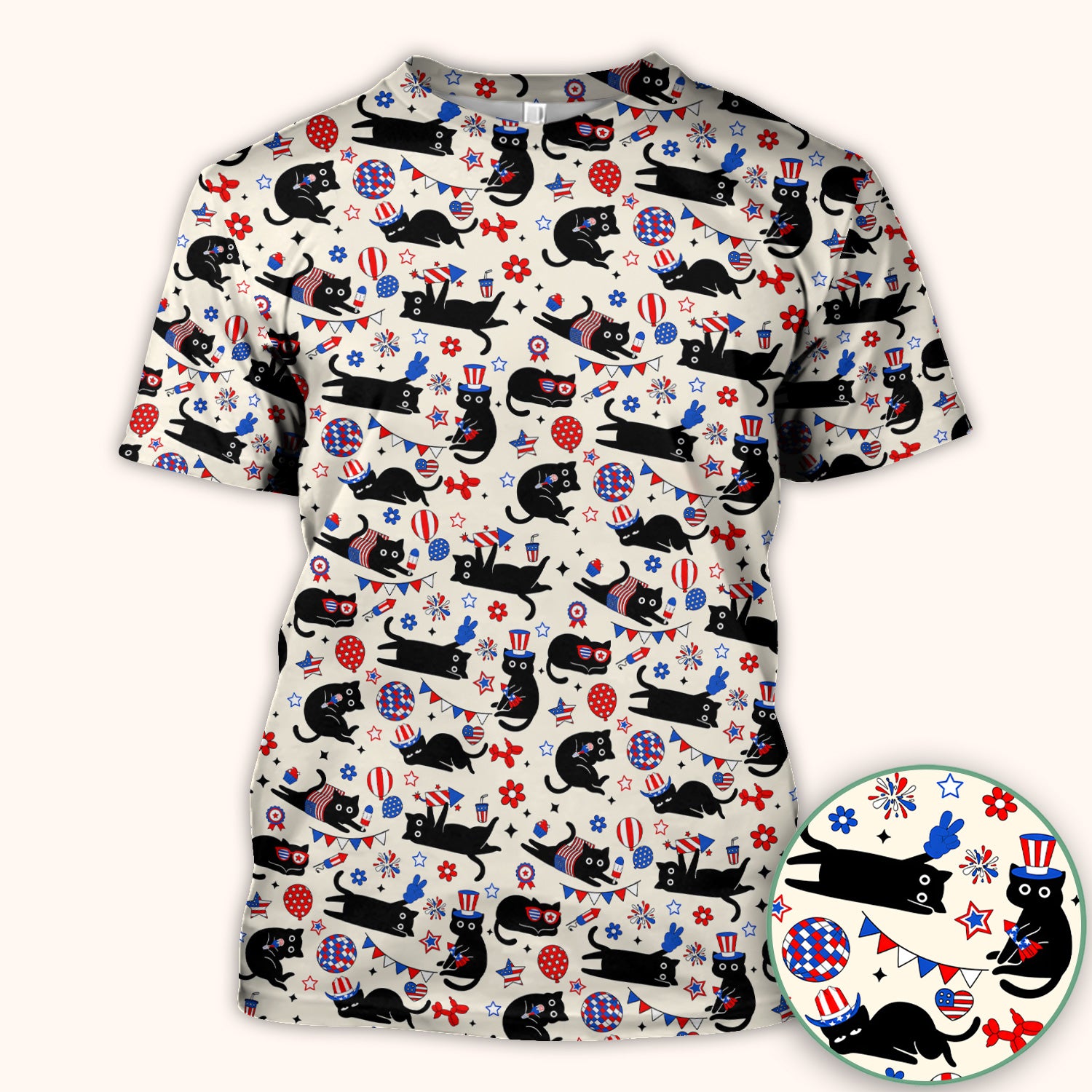 Patriotic Black Cat Nurse for RN, CNA Scrub Top, Comfortable Scrubs for Nurses