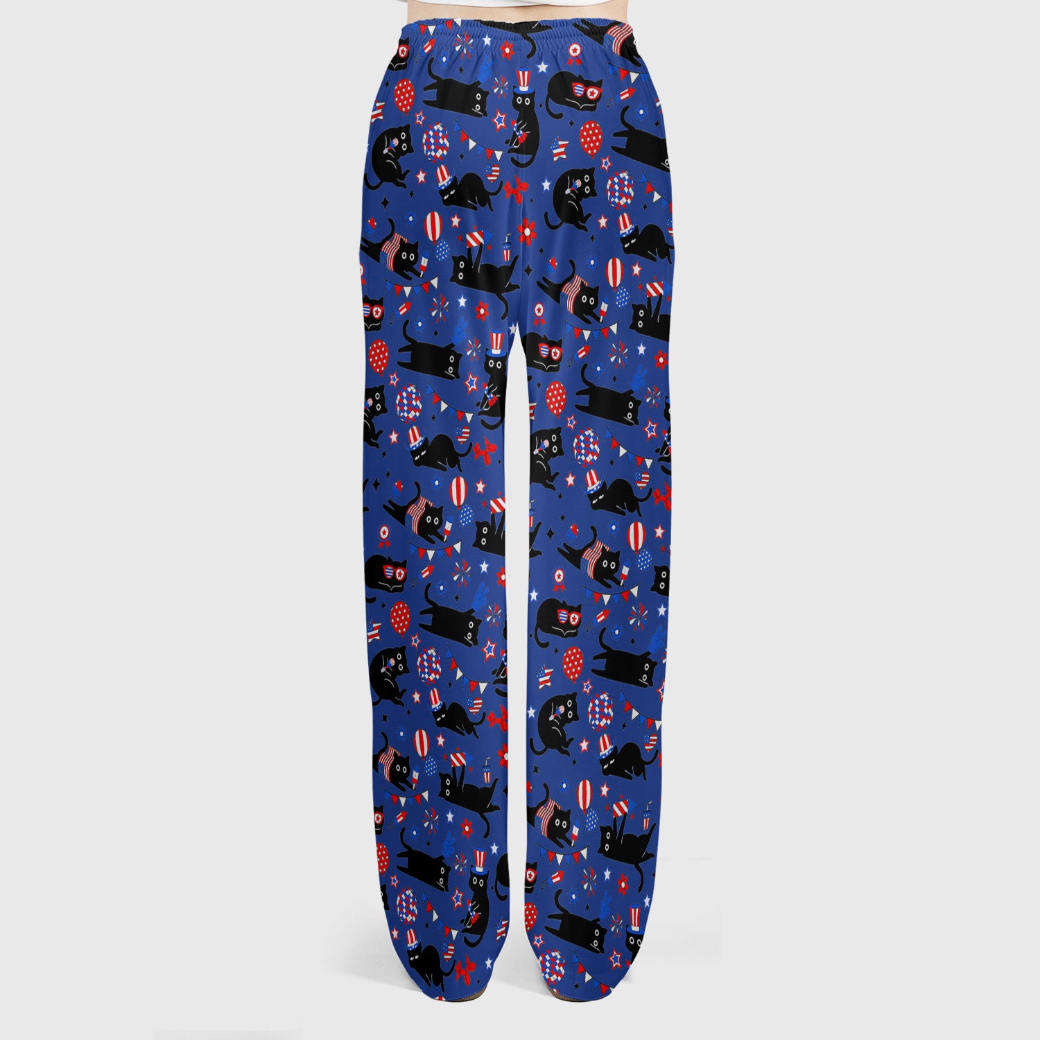 Patriotic Black Cat Nurse for RN, CNA Scrub Set, Scrub Pants and V Neck Top