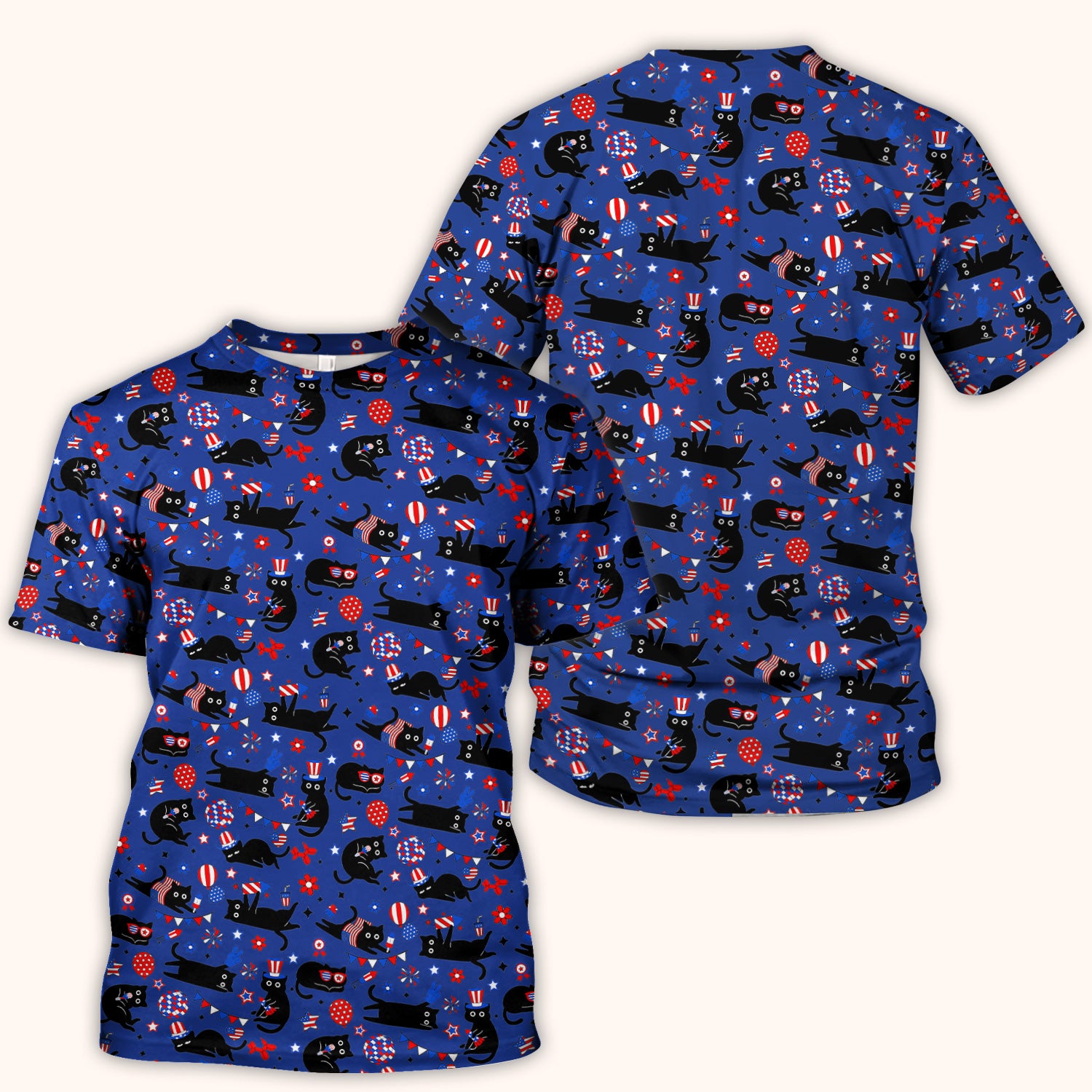 Patriotic Black Cat Nurse for RN, CNA Scrub Top, Comfortable Scrubs for Nurses