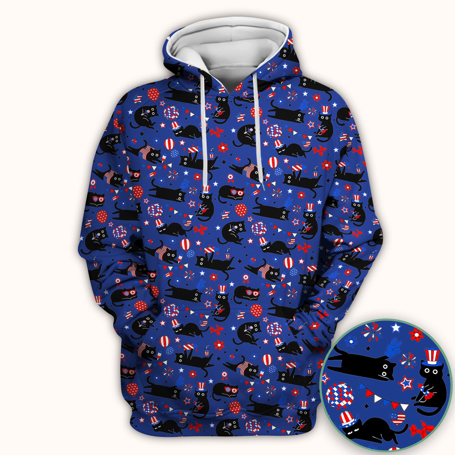 Patriotic Black Cat Nurse for RN, CNA Scrub Top, Comfortable Scrubs for Nurses