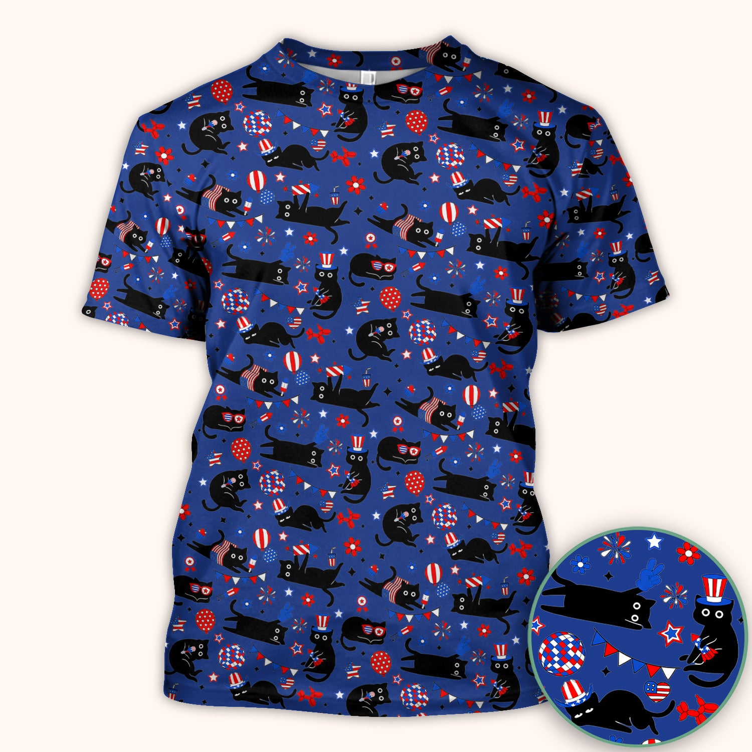 Patriotic Black Cat Nurse for RN, CNA Scrub Top, Comfortable Scrubs for Nurses