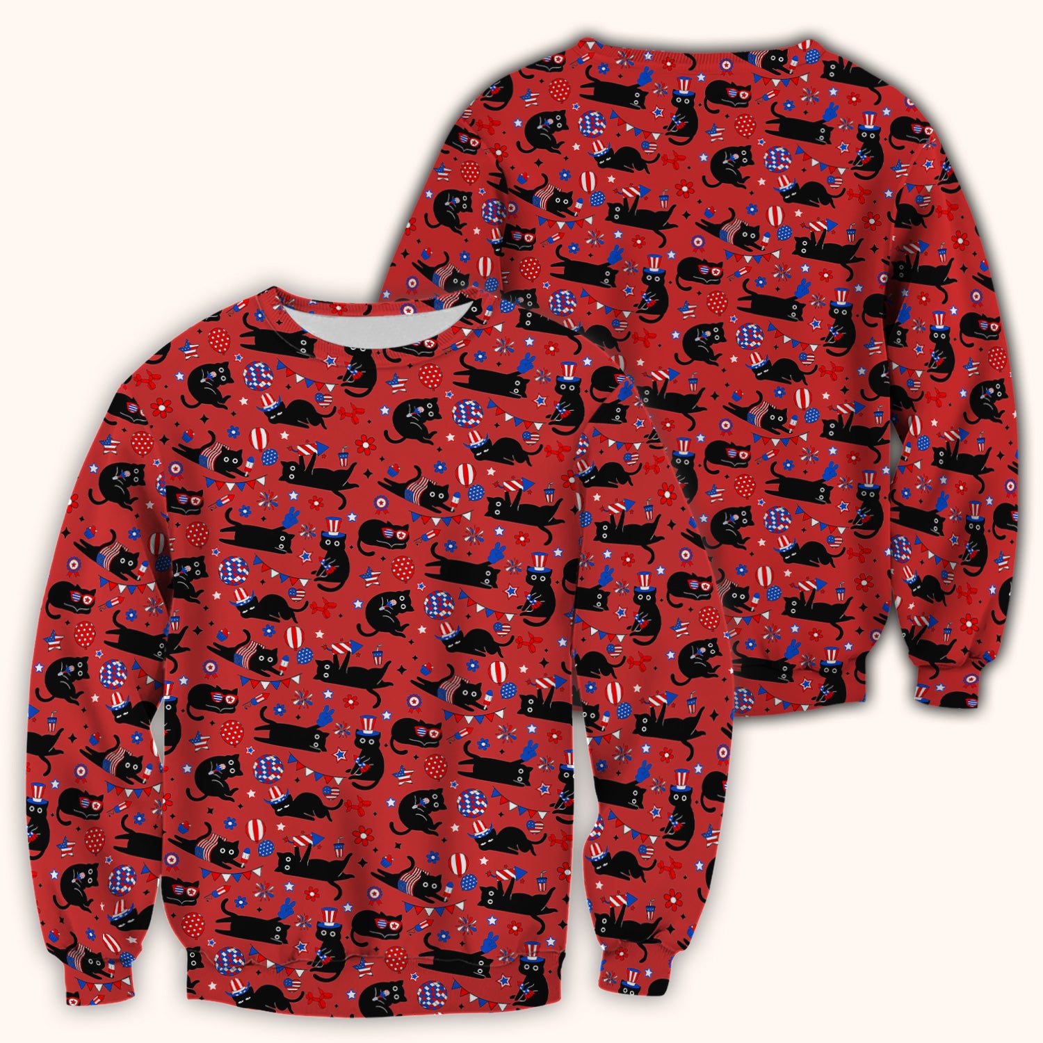 Patriotic Black Cat Nurse for RN, CNA Scrub Top, Comfortable Scrubs for Nurses