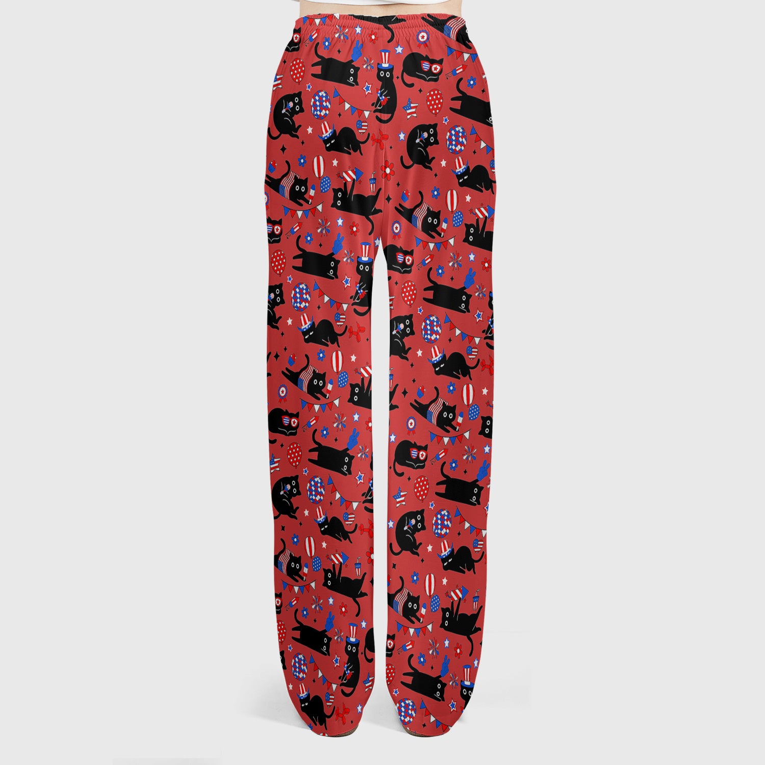 Patriotic Black Cat Nurse for RN, CNA Scrub Set, Scrub Pants and V Neck Top