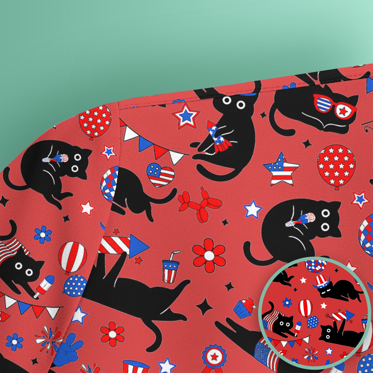 Patriotic Black Cat Nurse for RN, CNA Scrub Top, Comfortable Scrubs for Nurses