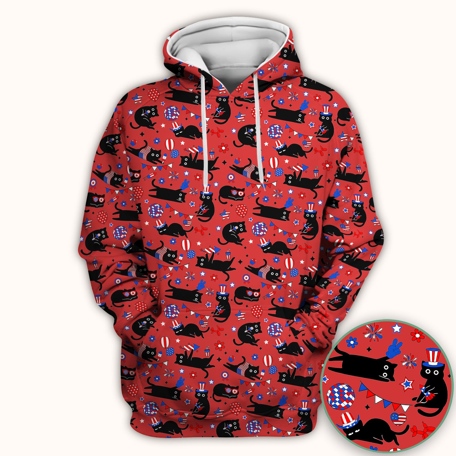 Patriotic Black Cat Nurse for RN, CNA Scrub Top, Comfortable Scrubs for Nurses