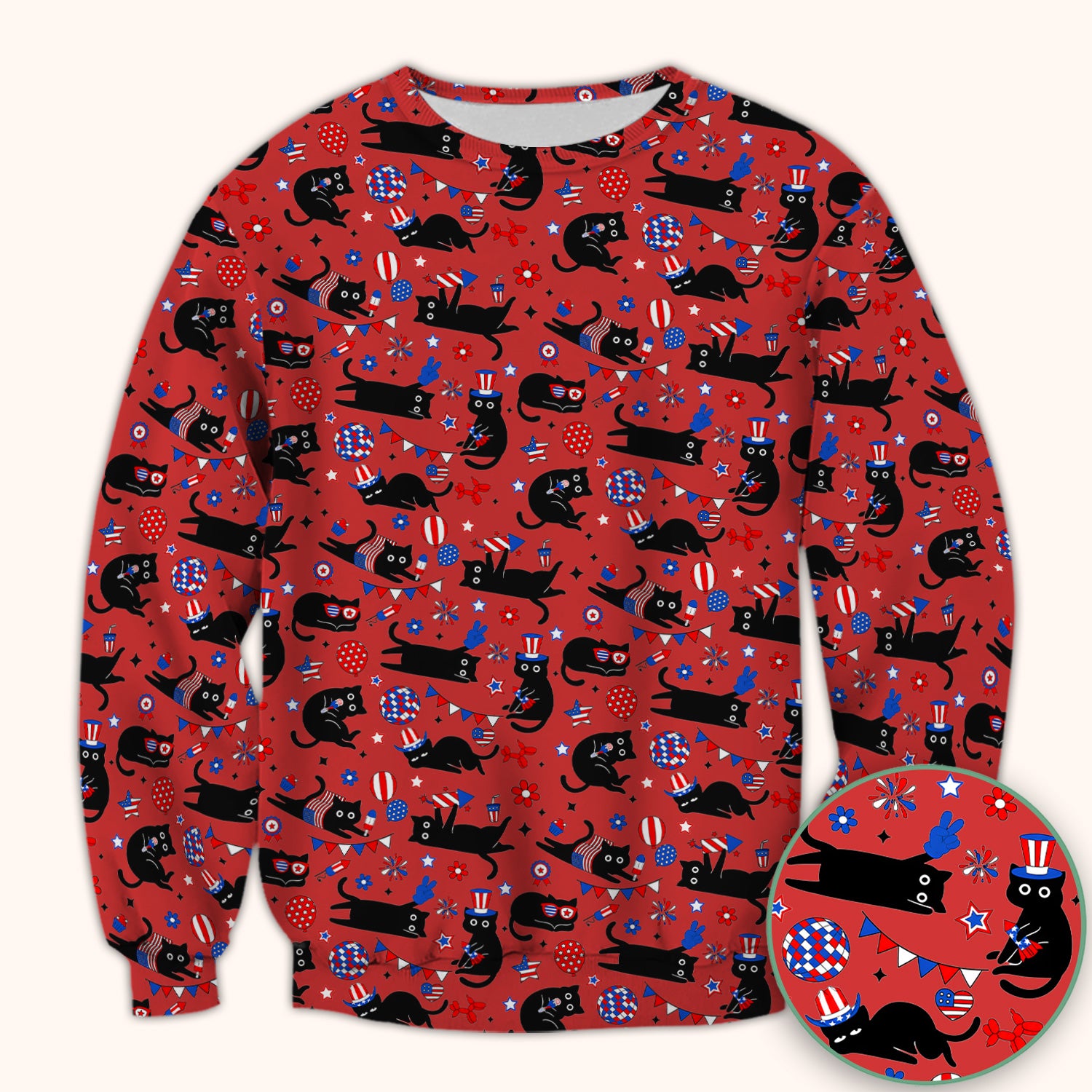 Patriotic Black Cat Nurse for RN, CNA Scrub Top, Comfortable Scrubs for Nurses