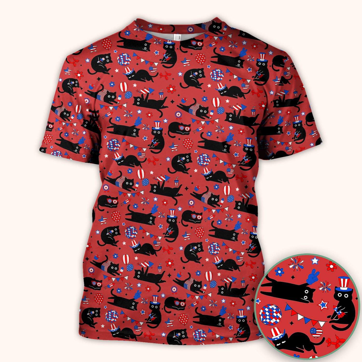 Patriotic Black Cat Nurse for RN, CNA Scrub Top, Comfortable Scrubs for Nurses