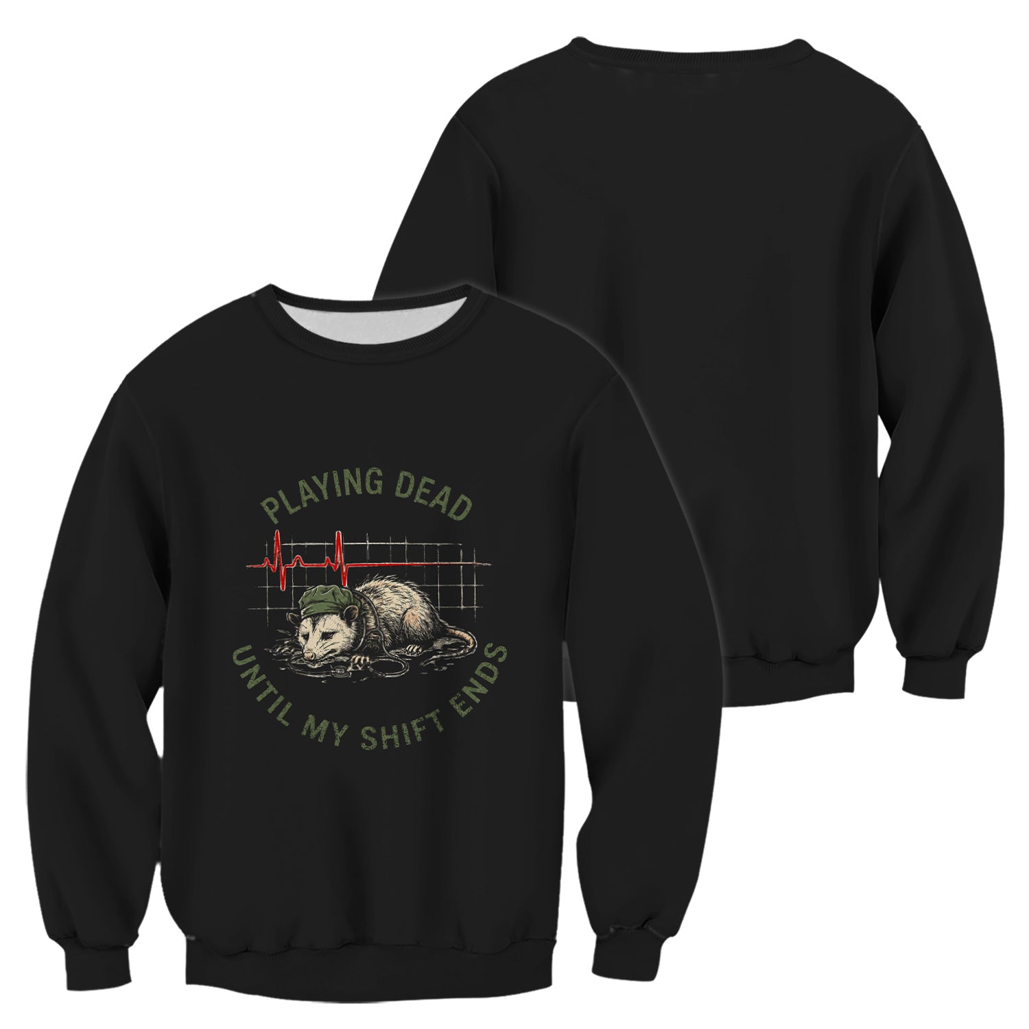 Funny Playing Dead Until My Shift Ends T-Shirt, Opossum Tee for Night Shift Nurses