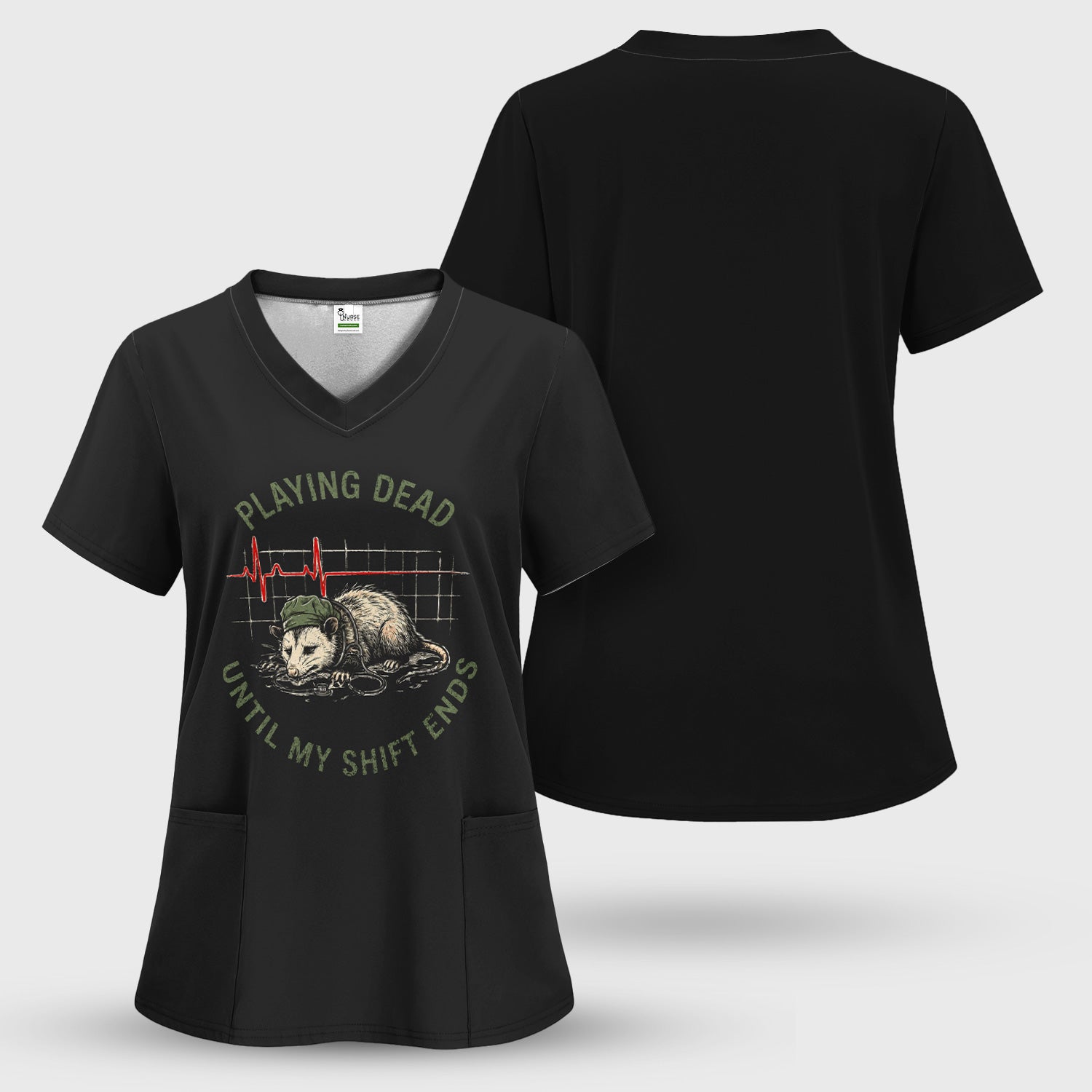 Funny Playing Dead Until My Shift Ends T-Shirt, Opossum Tee for Night Shift Nurses