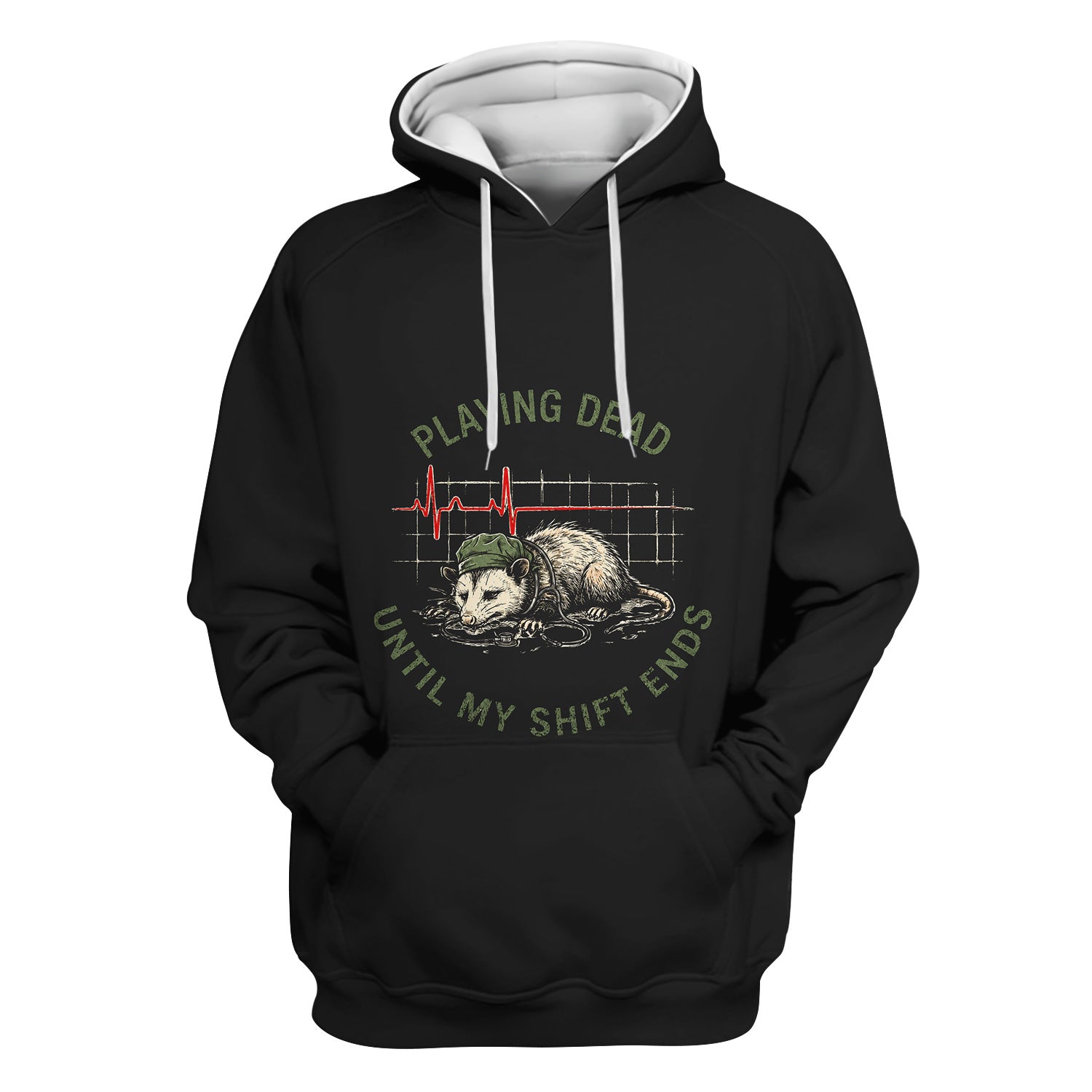 Funny Playing Dead Until My Shift Ends T-Shirt, Opossum Tee for Night Shift Nurses