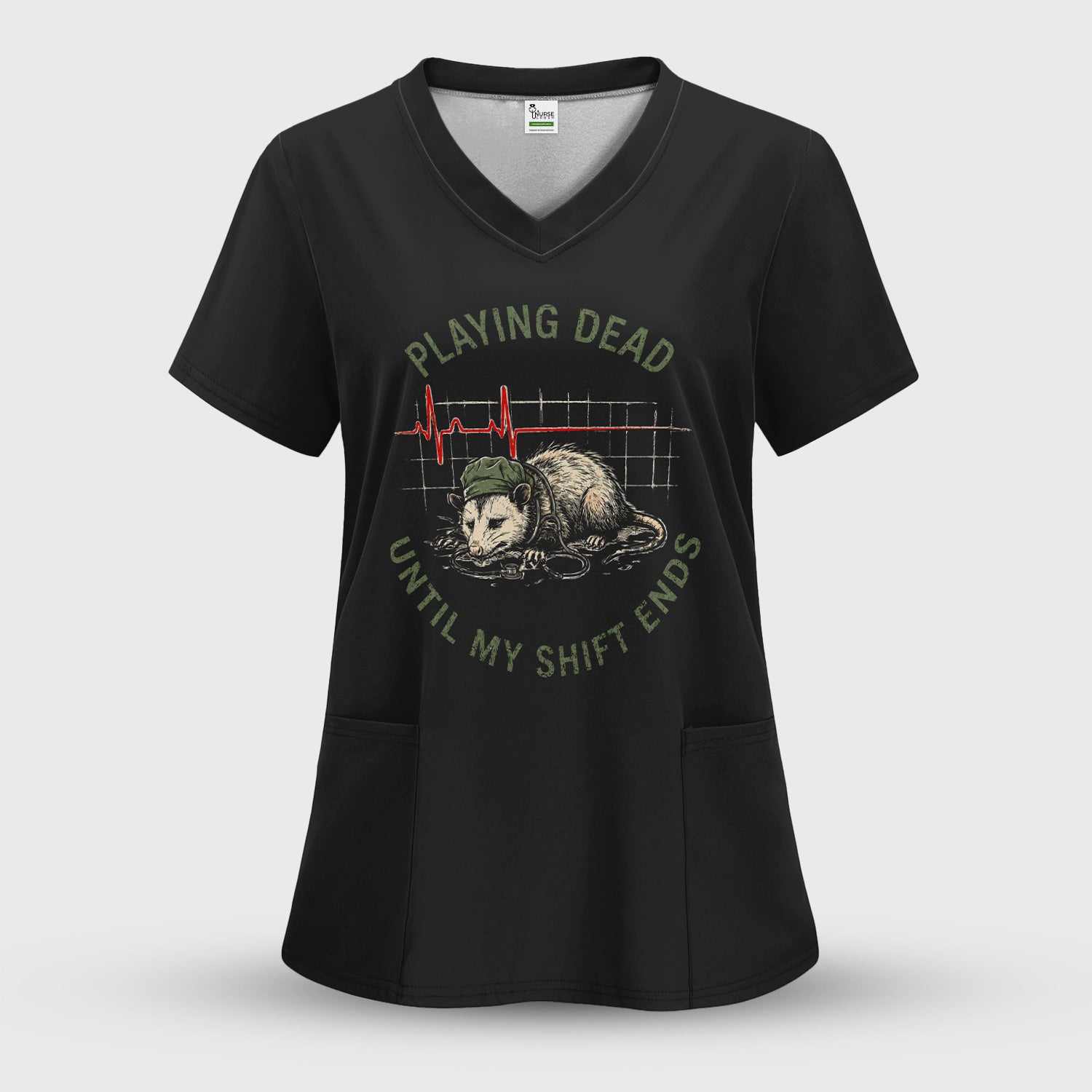 Funny Playing Dead Until My Shift Ends T-Shirt, Opossum Tee for Night Shift Nurses