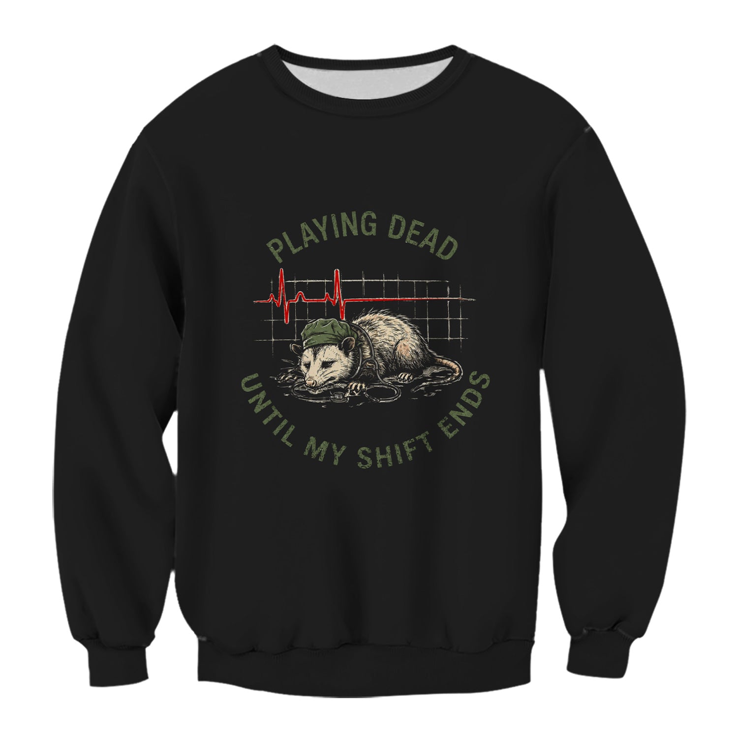 Funny Playing Dead Until My Shift Ends T-Shirt, Opossum Tee for Night Shift Nurses