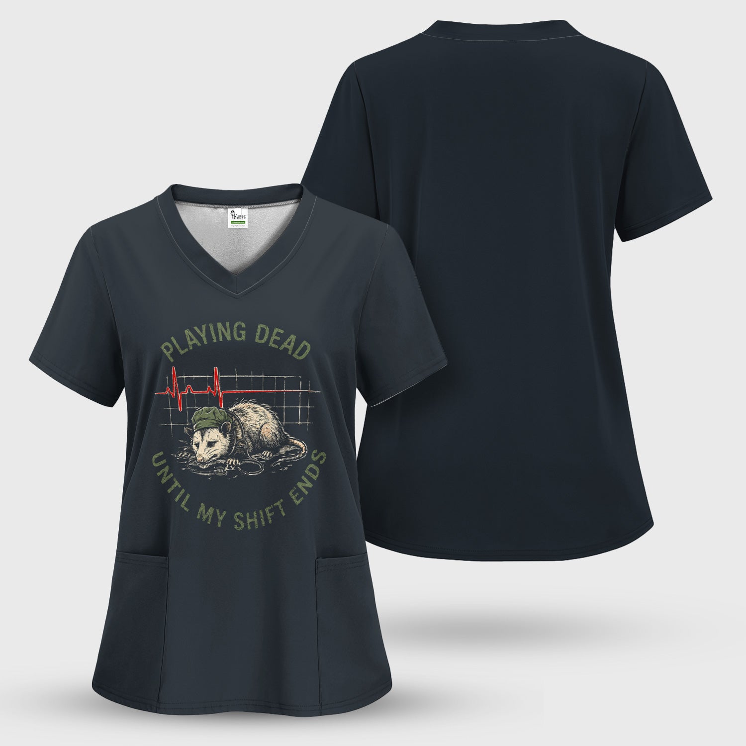 Funny Playing Dead Until My Shift Ends T-Shirt, Opossum Tee for Night Shift Nurses