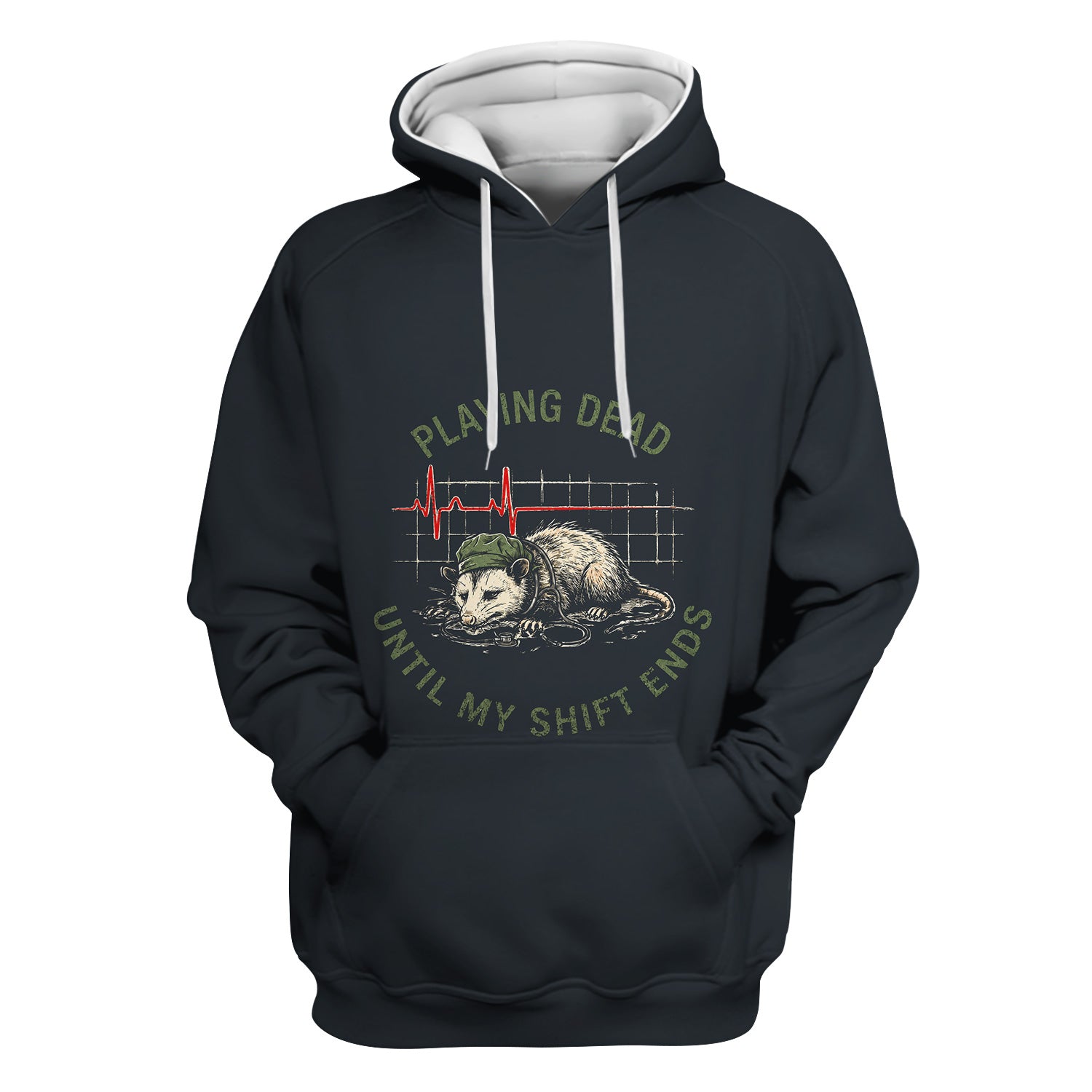Funny Playing Dead Until My Shift Ends T-Shirt, Opossum Tee for Night Shift Nurses