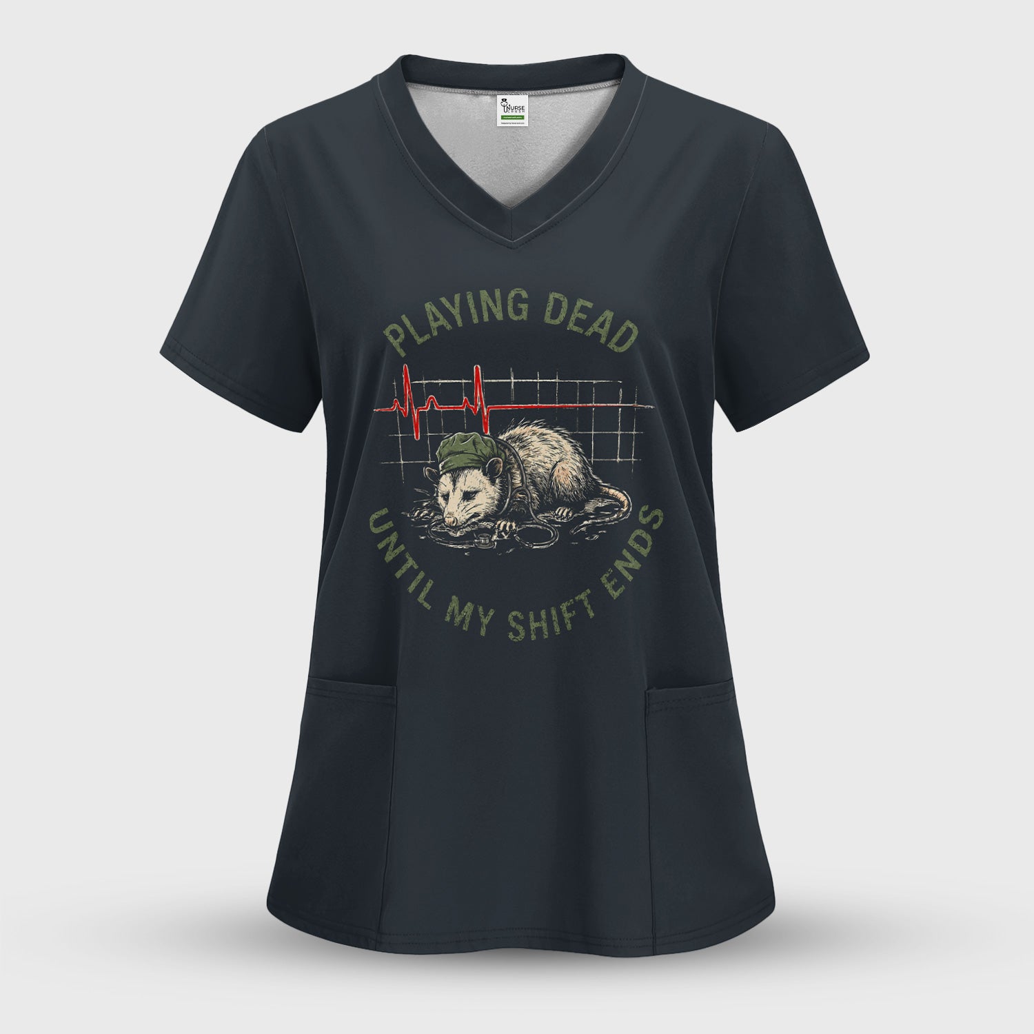Funny Playing Dead Until My Shift Ends T-Shirt, Opossum Tee for Night Shift Nurses