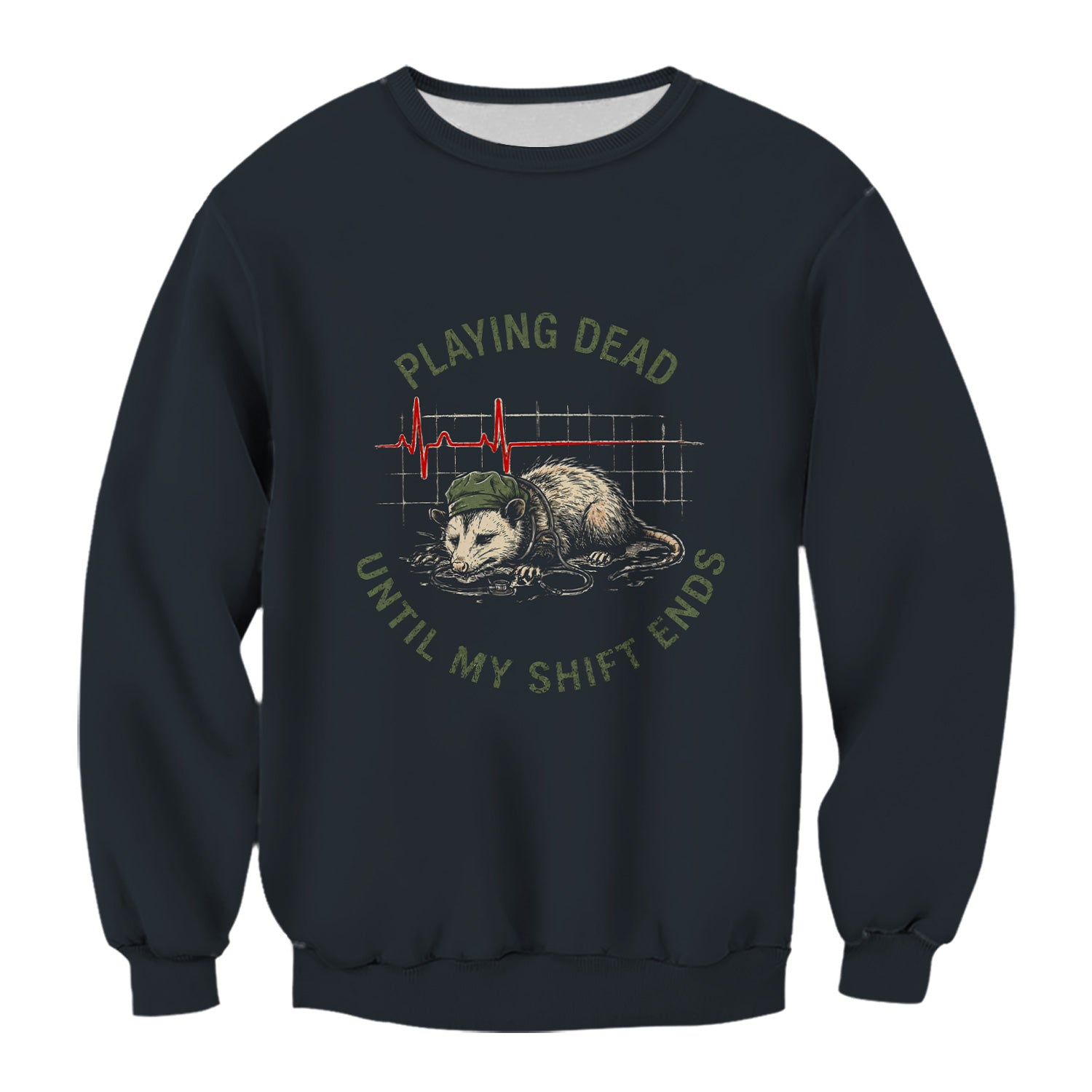 Funny Playing Dead Until My Shift Ends T-Shirt, Opossum Tee for Night Shift Nurses