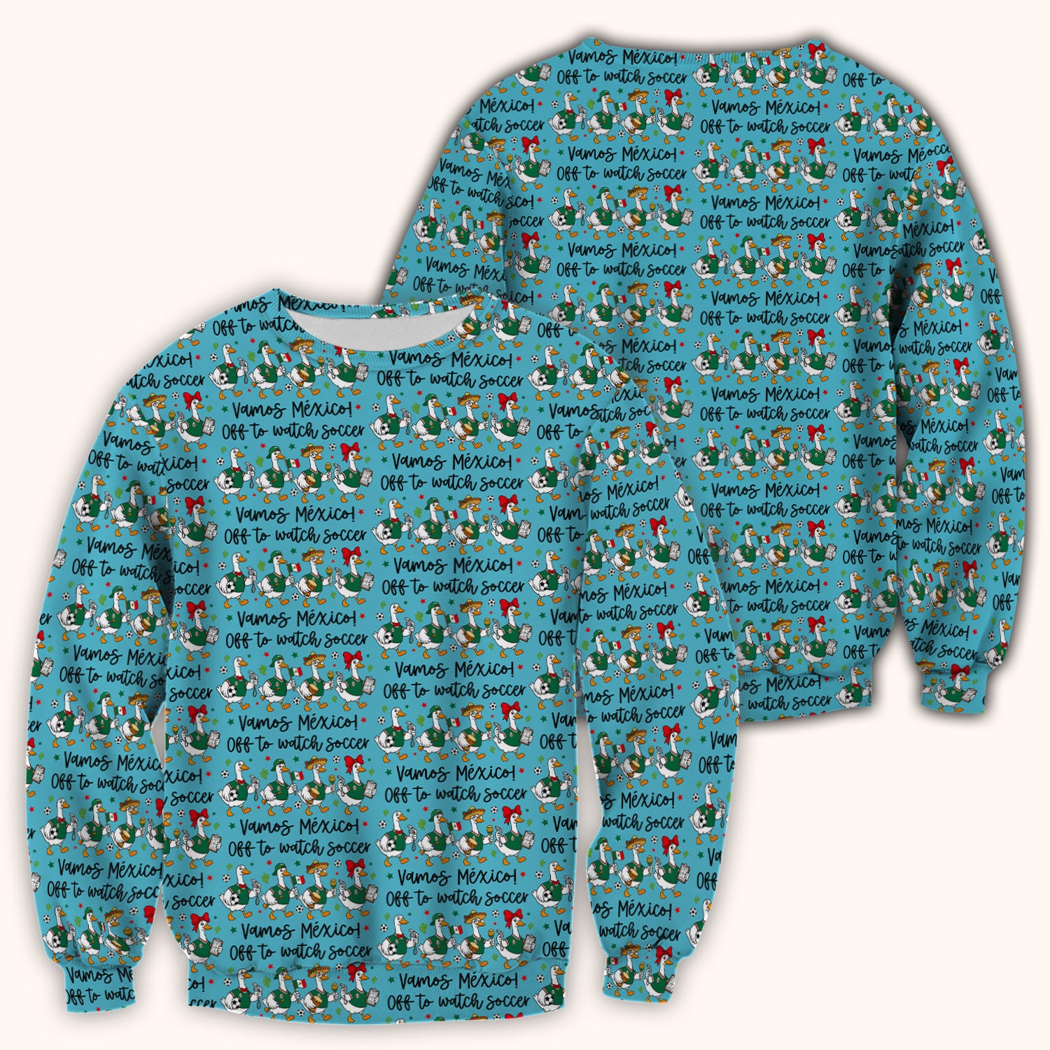 Funny Mexico Soccer Goose Print Scrub Top, Comfortable Scrubs for Nurses