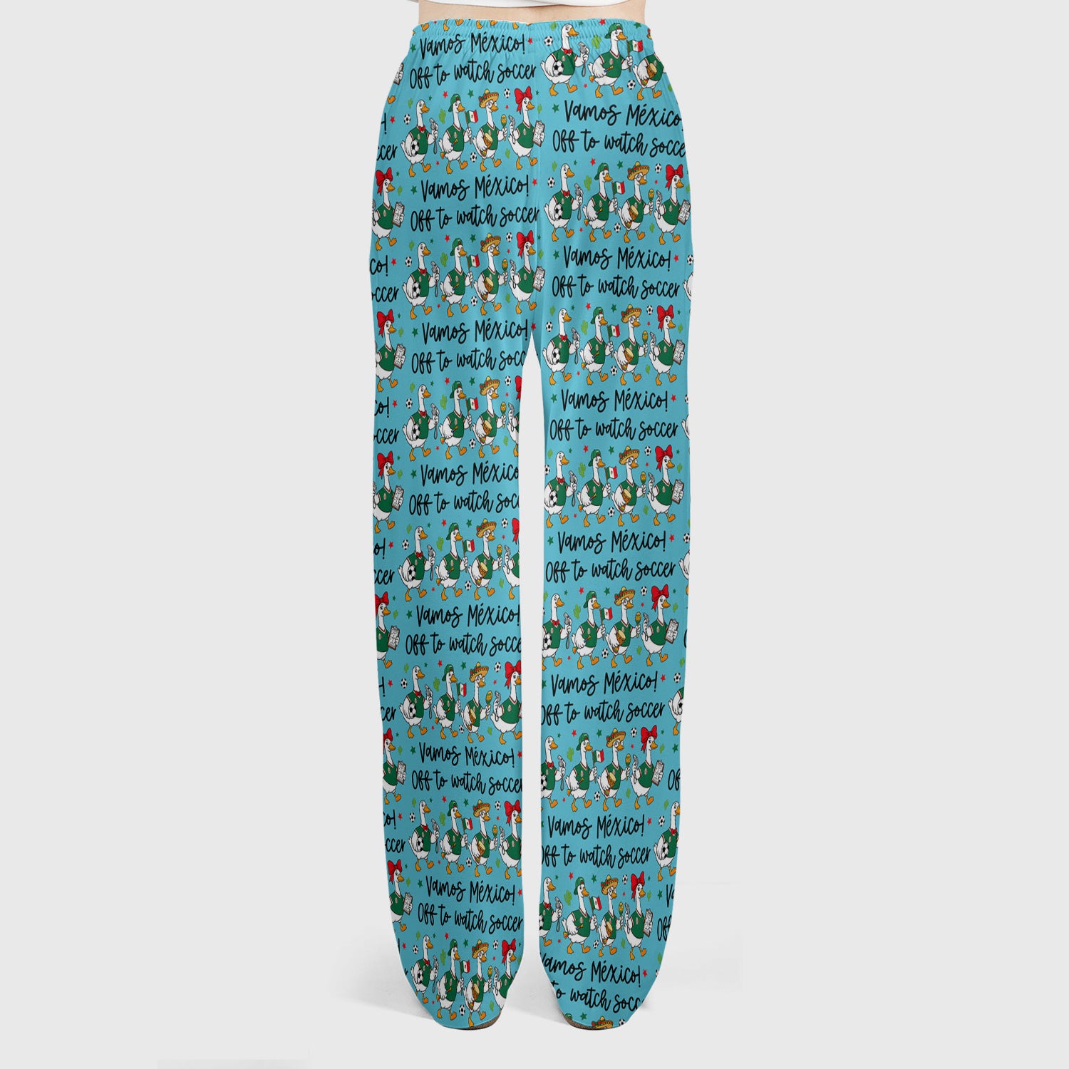 Funny Mexico Soccer Goose Print Scrub Set, Scrub Pants and V Neck Top
