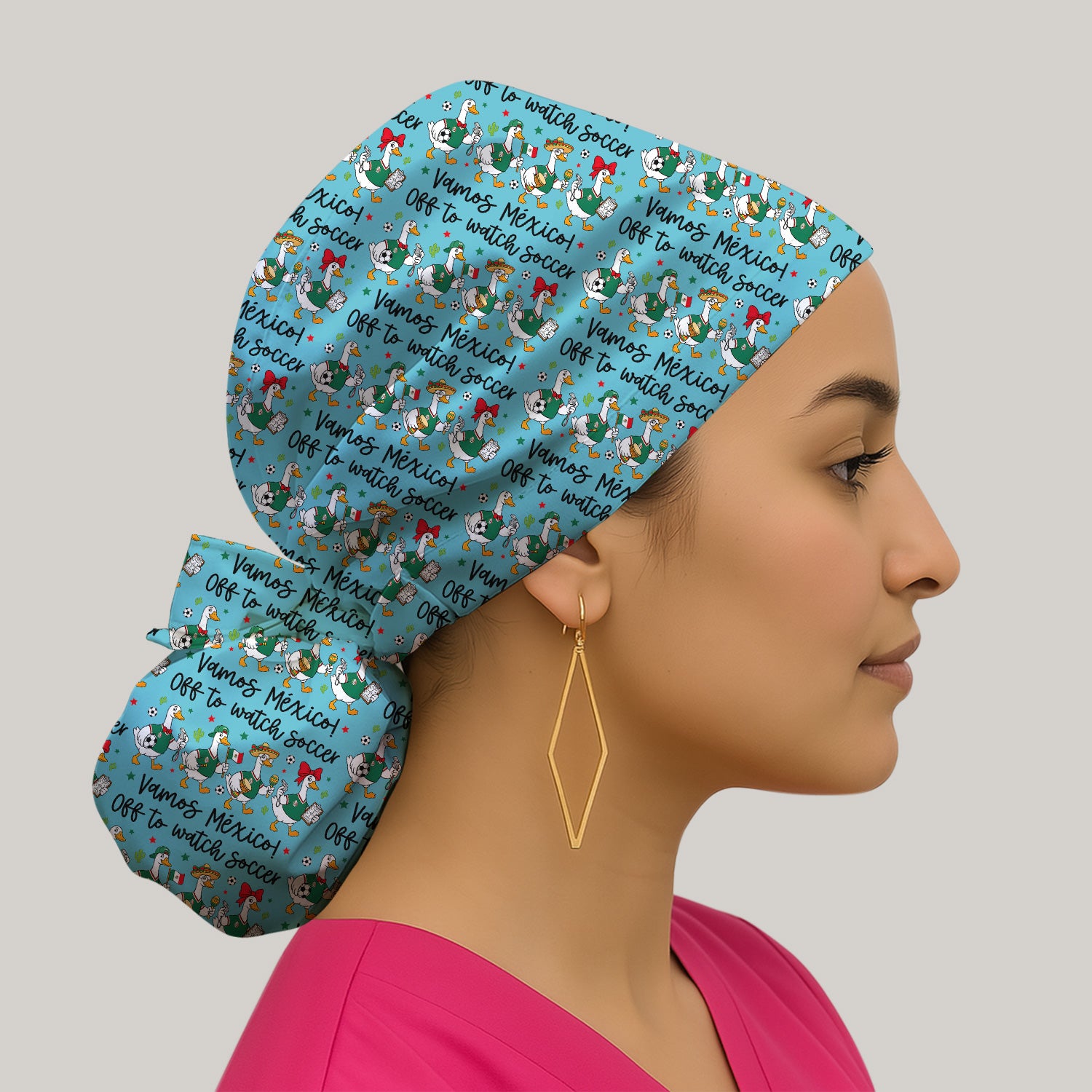 Funny Mexico Soccer Goose Print Scrub Cap, Surgical Caps for Doctors