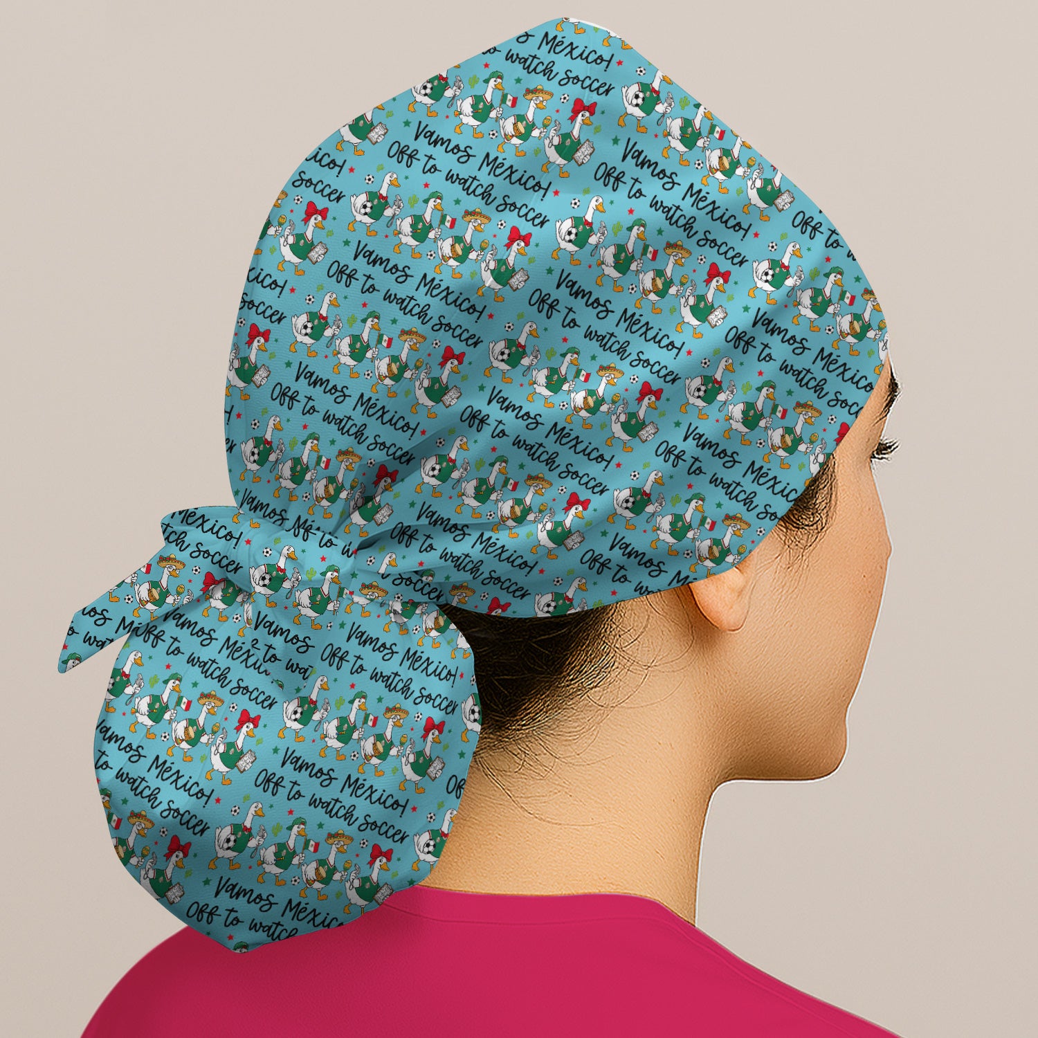 Funny Mexico Soccer Goose Print Scrub Cap, Surgical Caps for Doctors