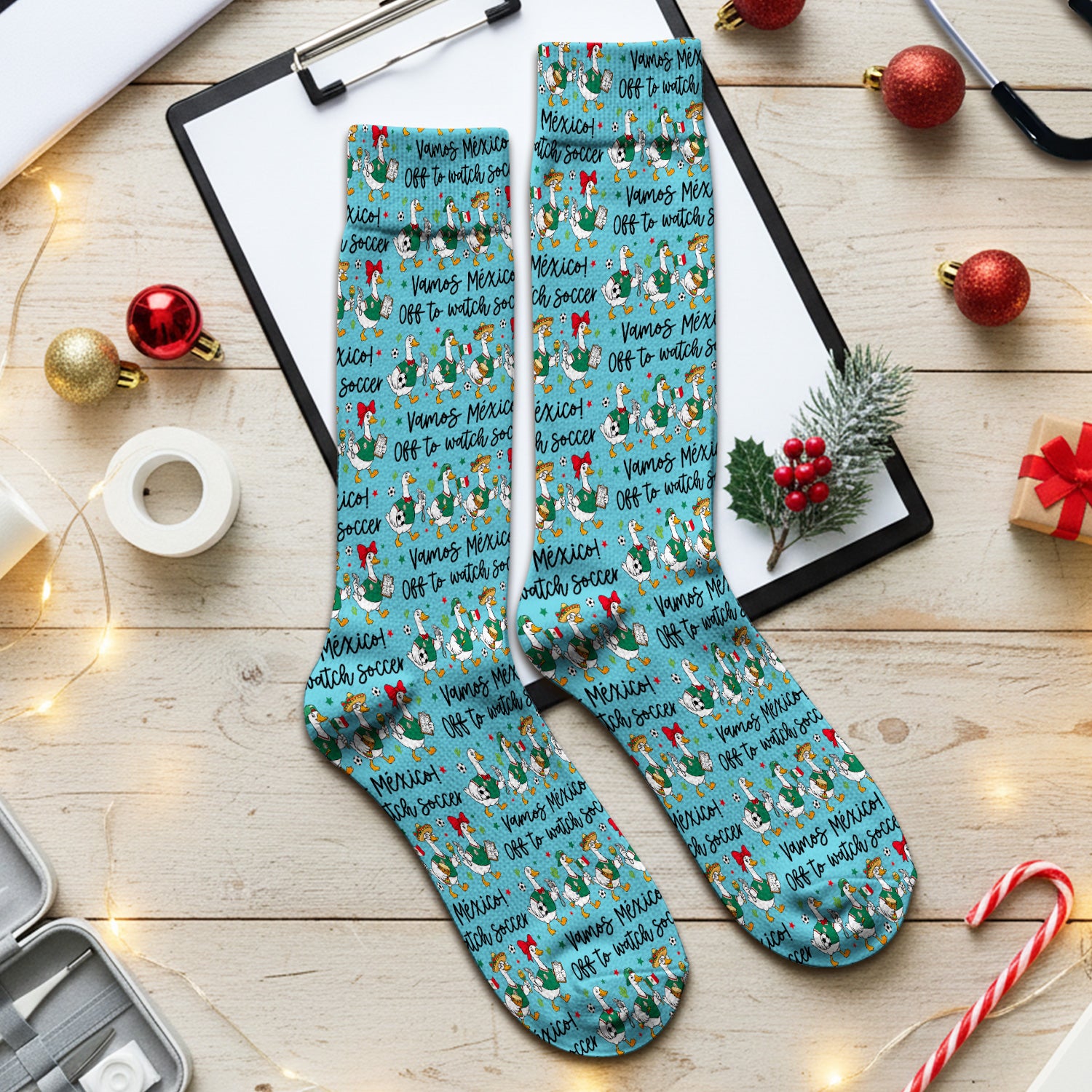 Funny Mexico Soccer Goose Print Socks, Adult Socks for Men and Women