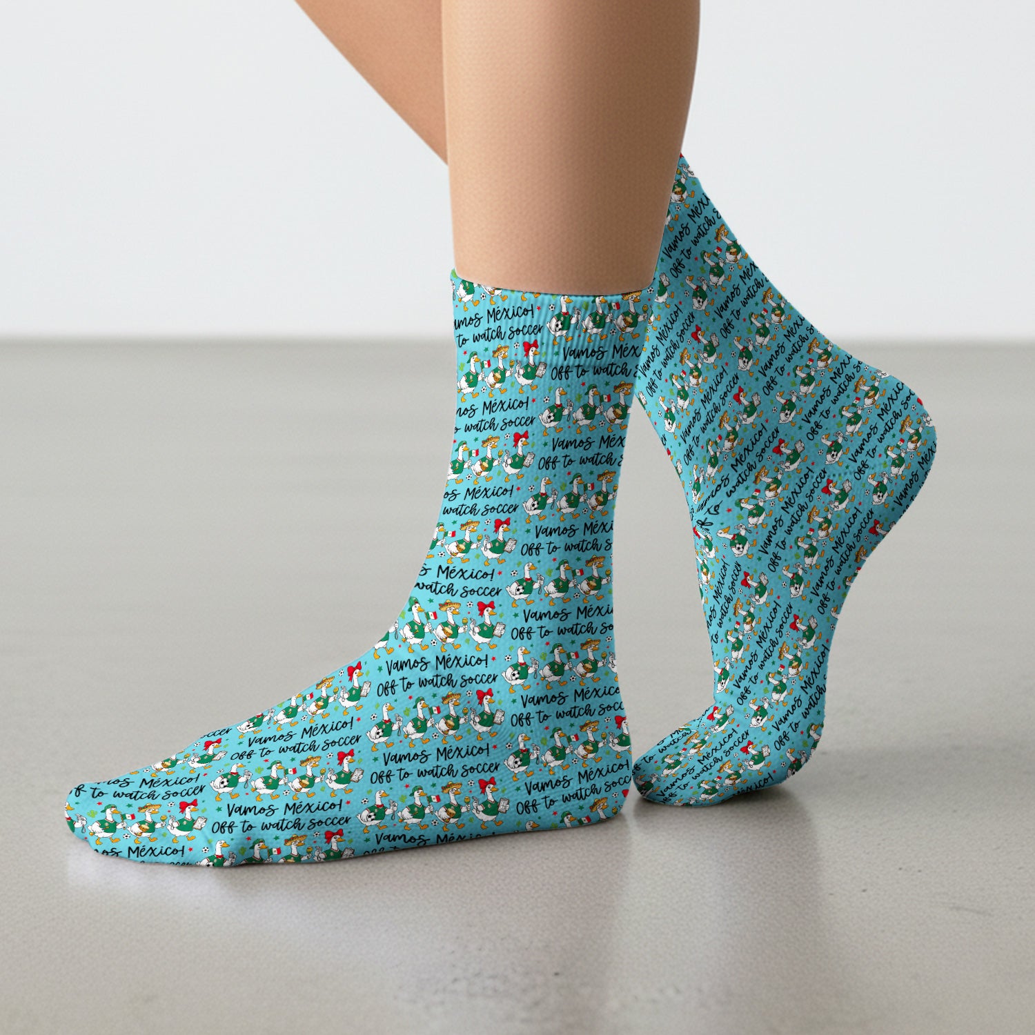 Funny Mexico Soccer Goose Print Socks, Adult Socks for Men and Women