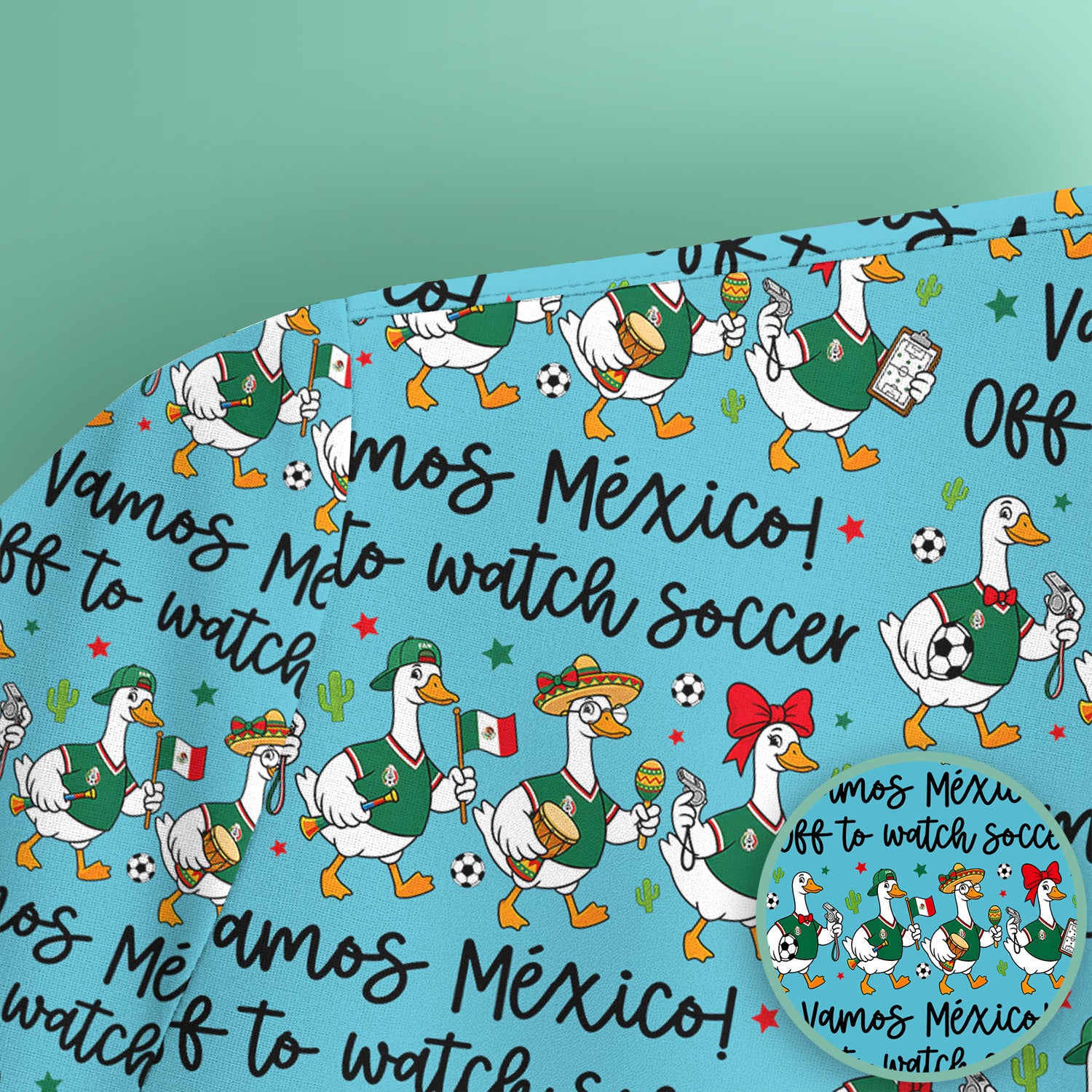 Funny Mexico Soccer Goose Print Scrub Top, Comfortable Scrubs for Nurses