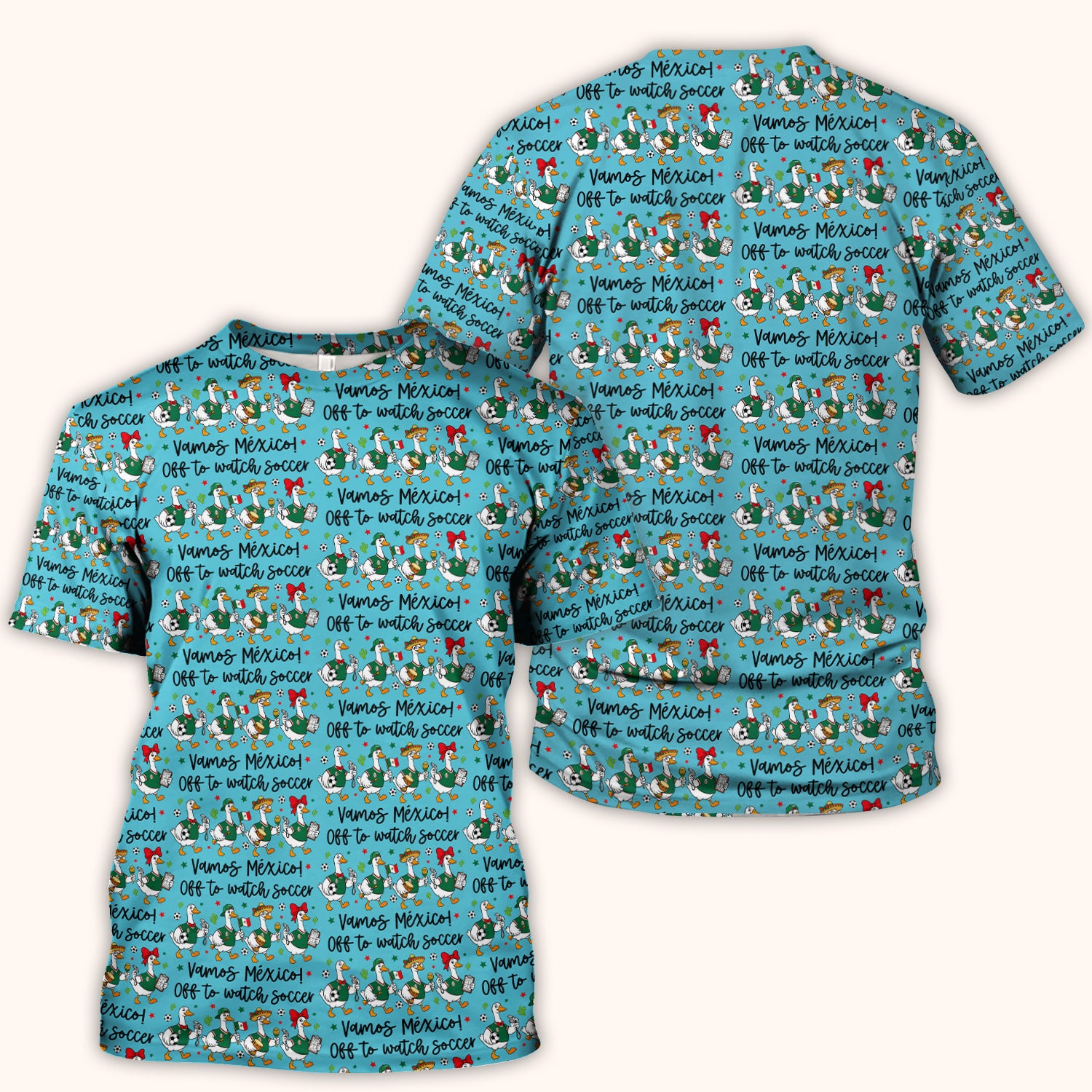 Funny Mexico Soccer Goose Print Scrub Top, Comfortable Scrubs for Nurses