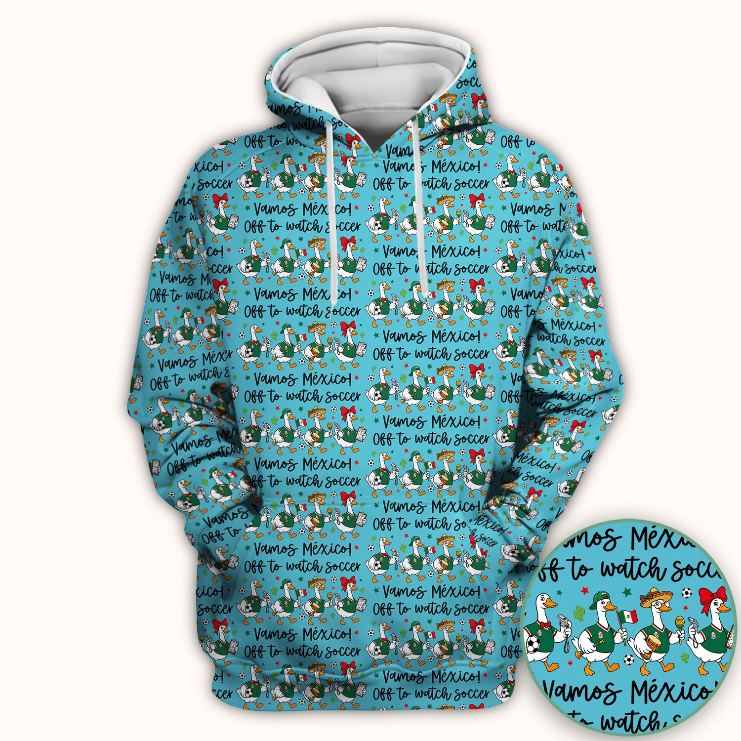 Funny Mexico Soccer Goose Print Scrub Top, Comfortable Scrubs for Nurses