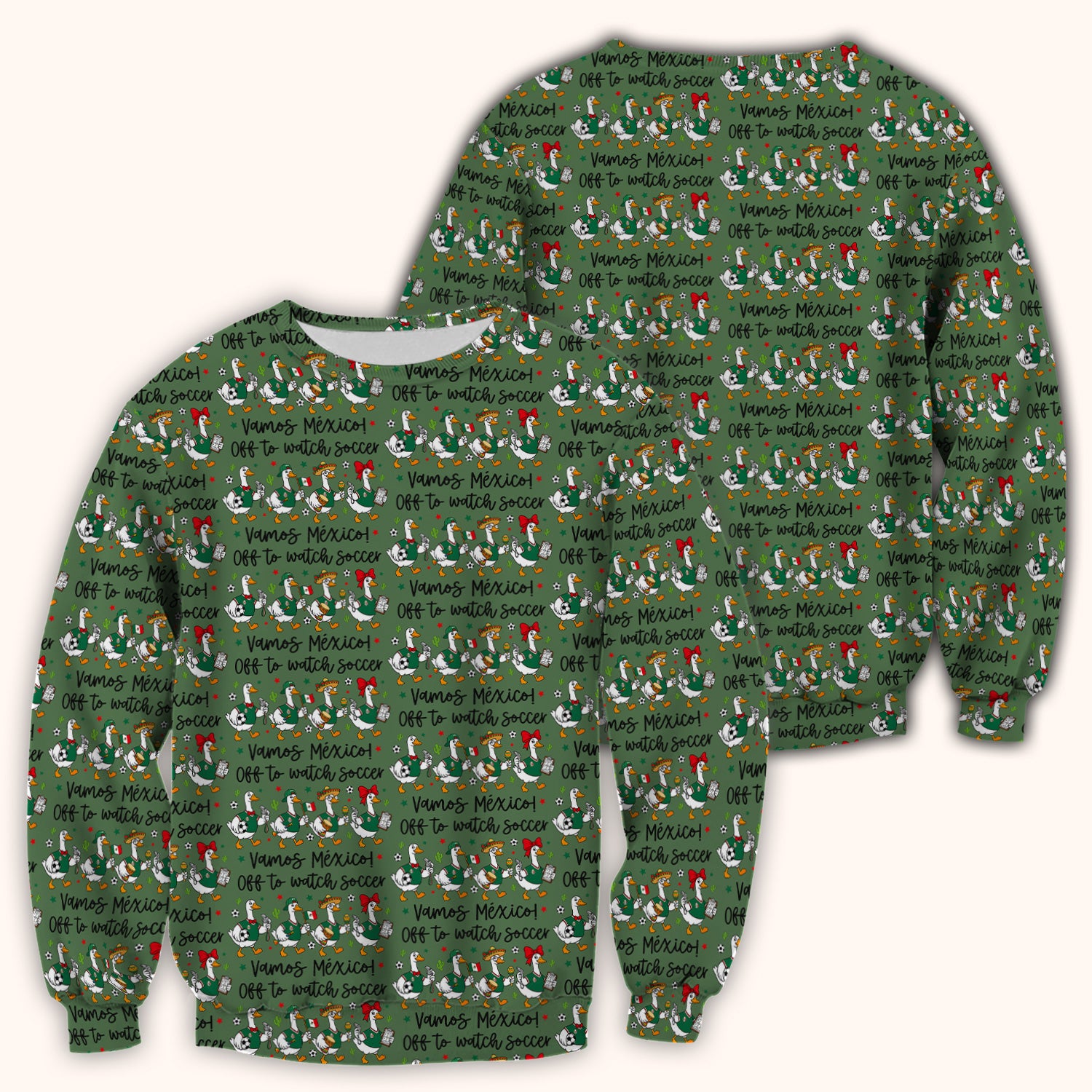 Funny Mexico Soccer Goose Print Scrub Top, Comfortable Scrubs for Nurses
