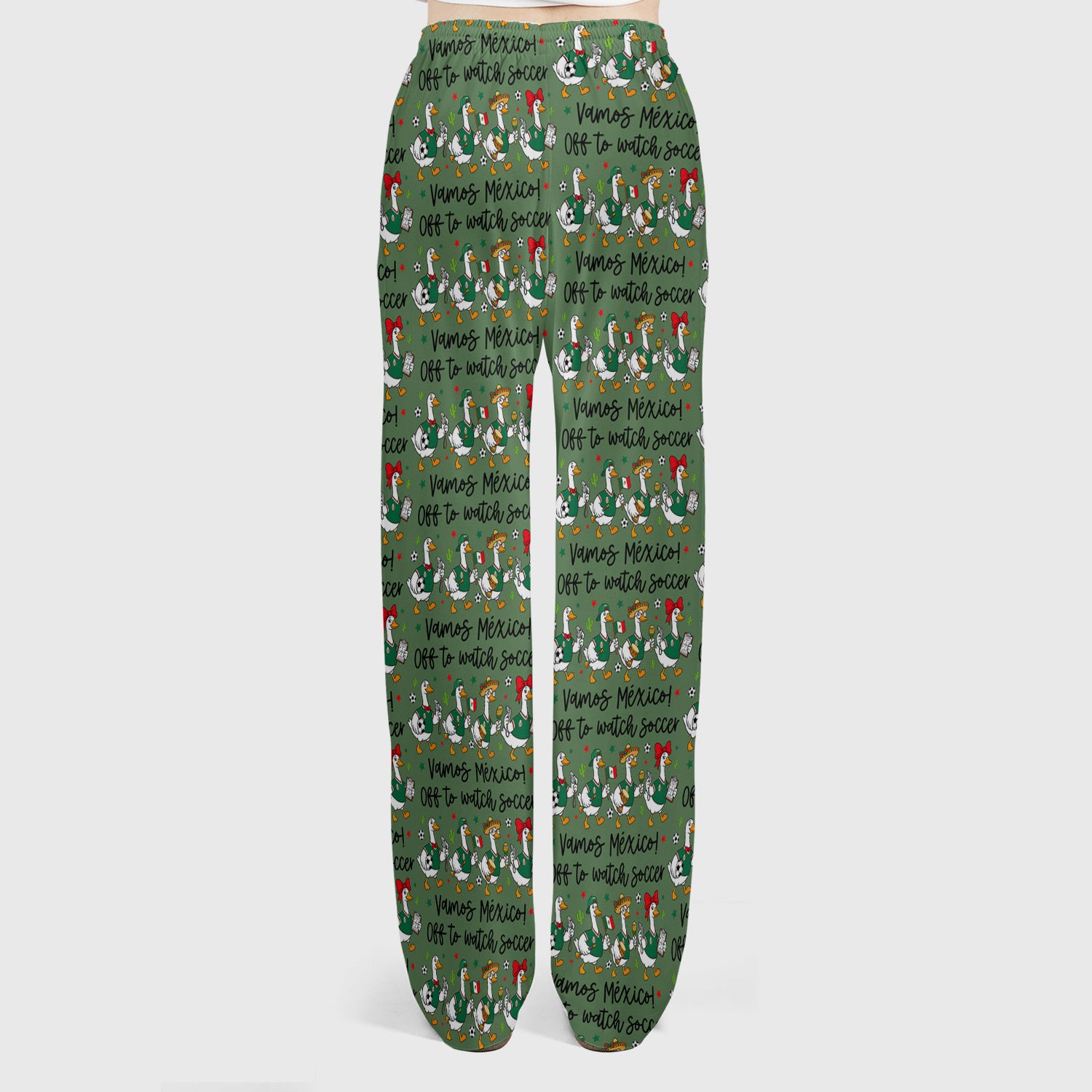 Funny Mexico Soccer Goose Print Scrub Set, Scrub Pants and V Neck Top