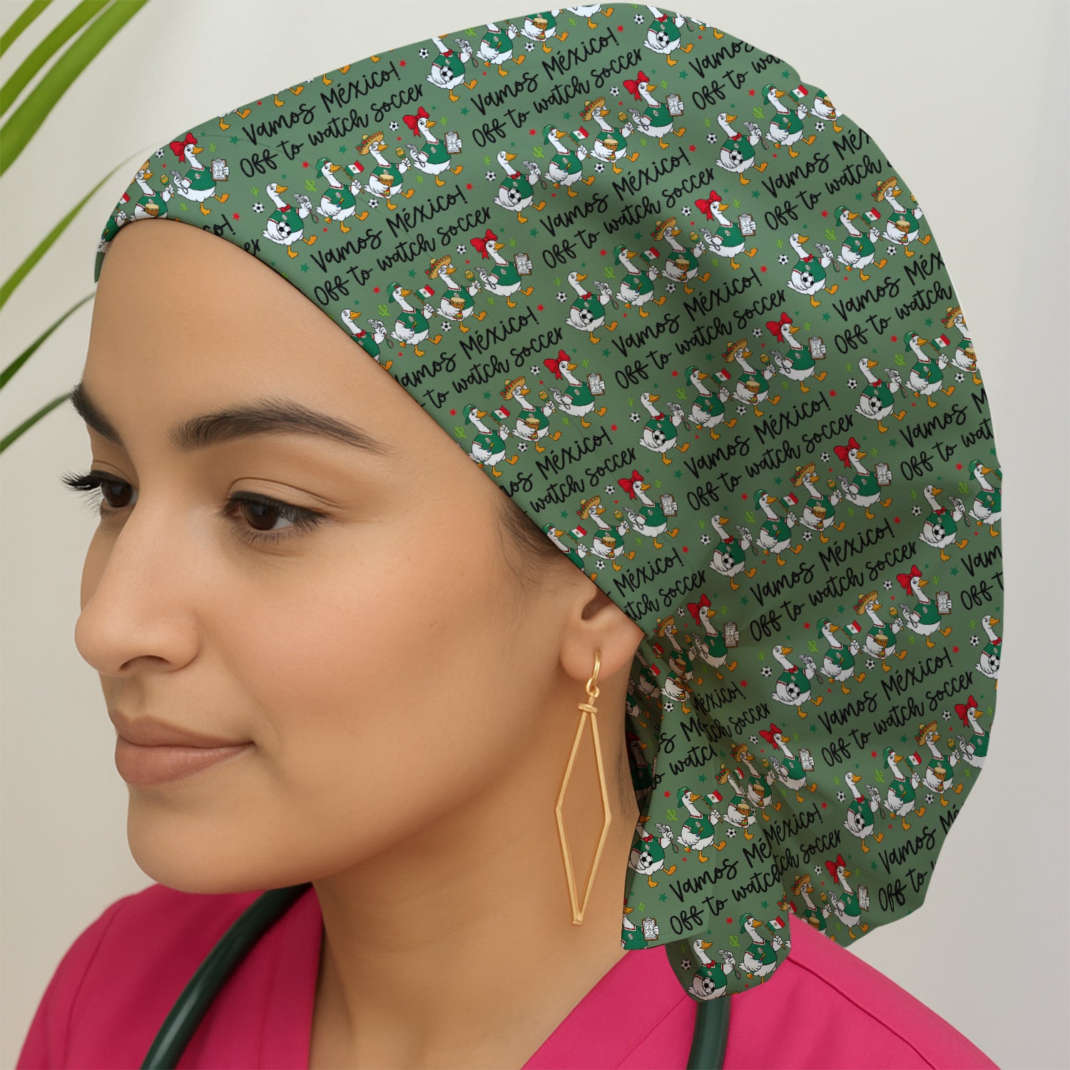 Funny Mexico Soccer Goose Print Scrub Cap, Surgical Caps for Doctors