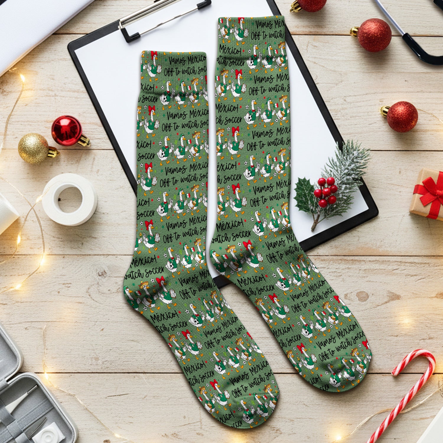Funny Mexico Soccer Goose Print Socks, Adult Socks for Men and Women
