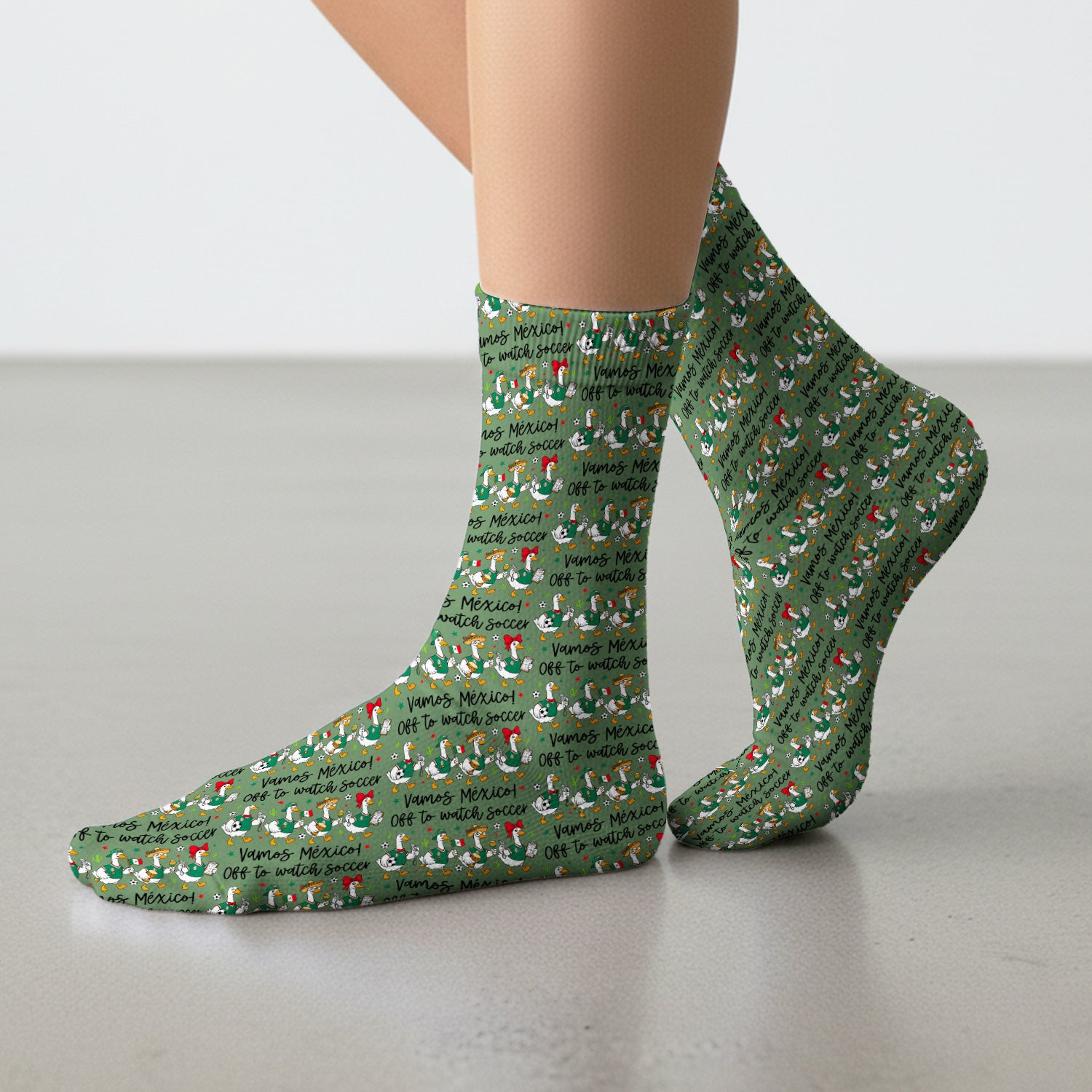 Funny Mexico Soccer Goose Print Socks, Adult Socks for Men and Women