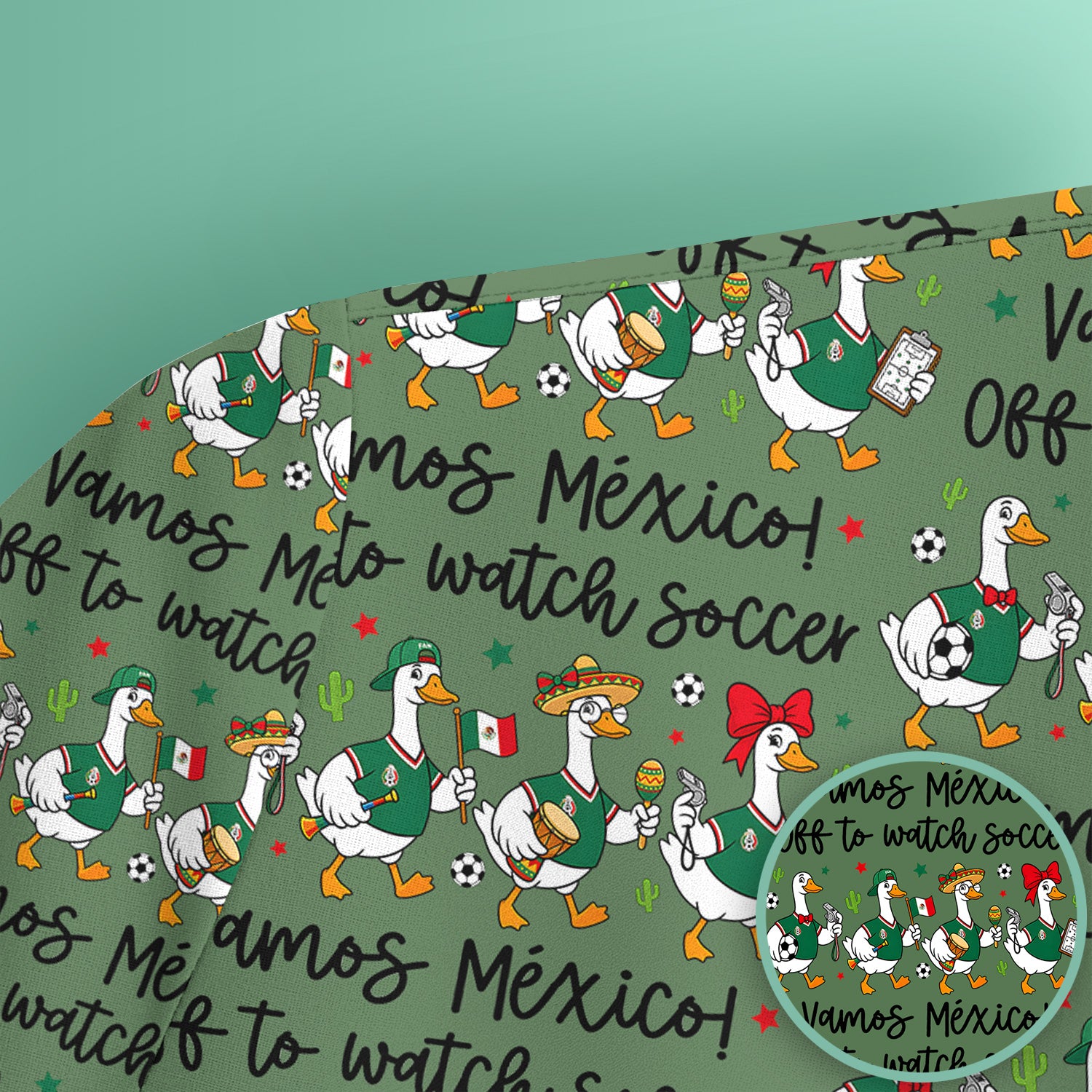 Funny Mexico Soccer Goose Print Scrub Top, Comfortable Scrubs for Nurses