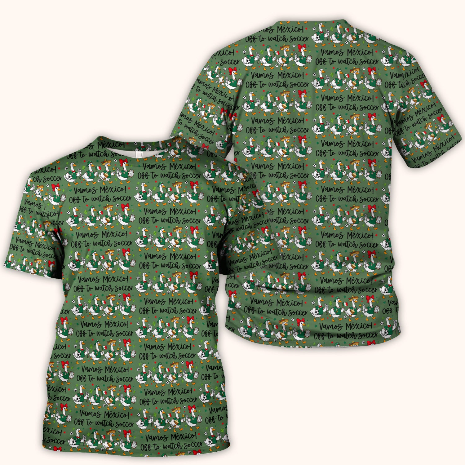 Funny Mexico Soccer Goose Print Scrub Top, Comfortable Scrubs for Nurses