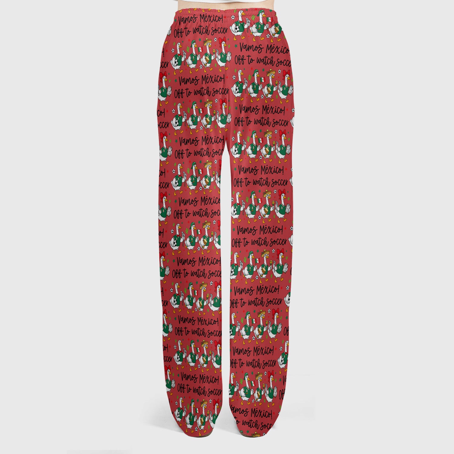 Funny Mexico Soccer Goose Print Scrub Set, Scrub Pants and V Neck Top